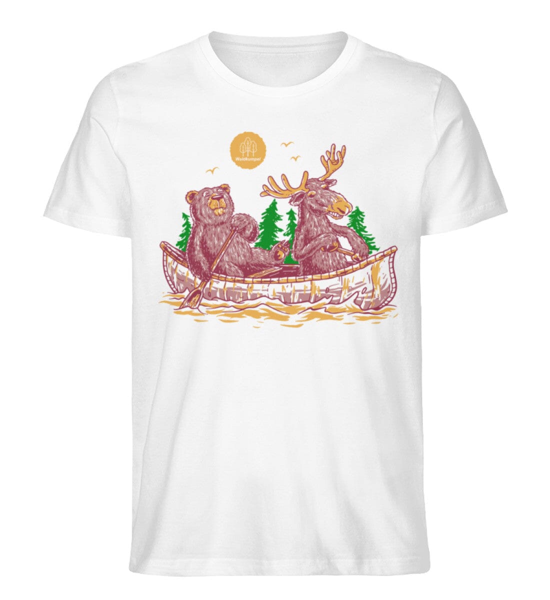 Bär und Elch im Kanu - Unisex Premium Bio Shirt White XS