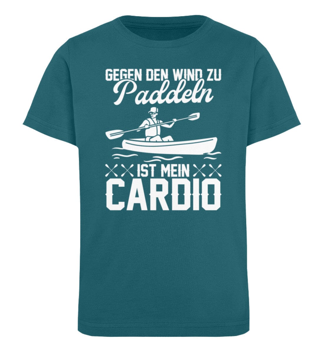 Gegen den Wind paddeln ist mein Cardio - Kinder Bio Shirt Ocean Depth 12/14 (152/164)