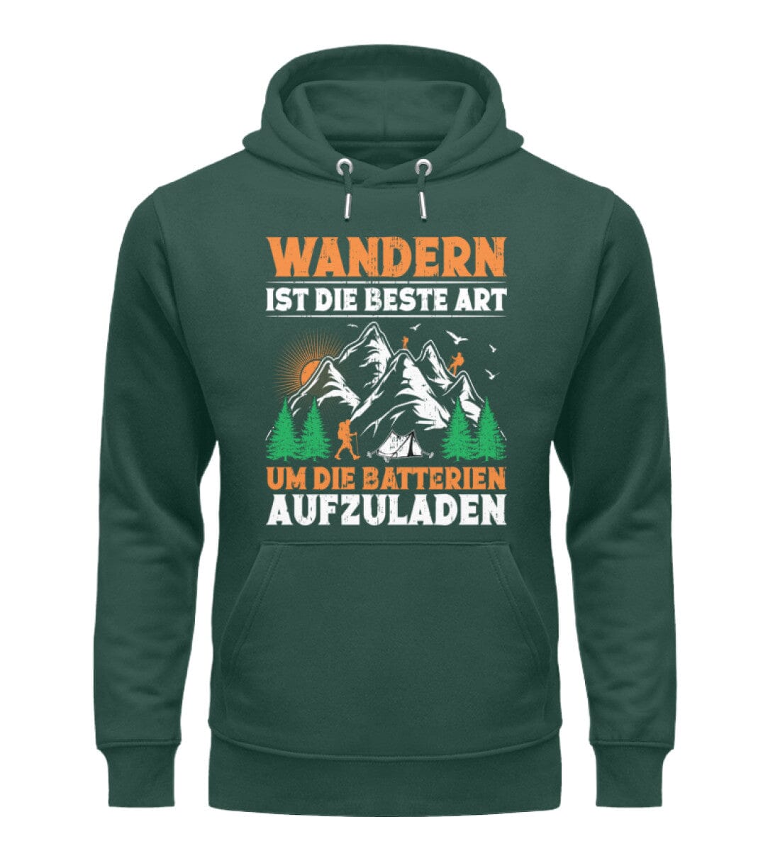 Wandern ist die beste Art um Batterien aufzuladen - Unisex Premium Bio Hoodie Glazed Green S