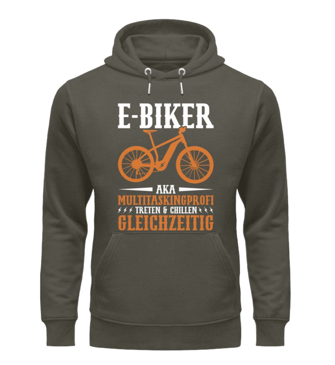 E-Biker treten und chillen gleichzeitig - Unisex Organic Hoodie Khaki XS