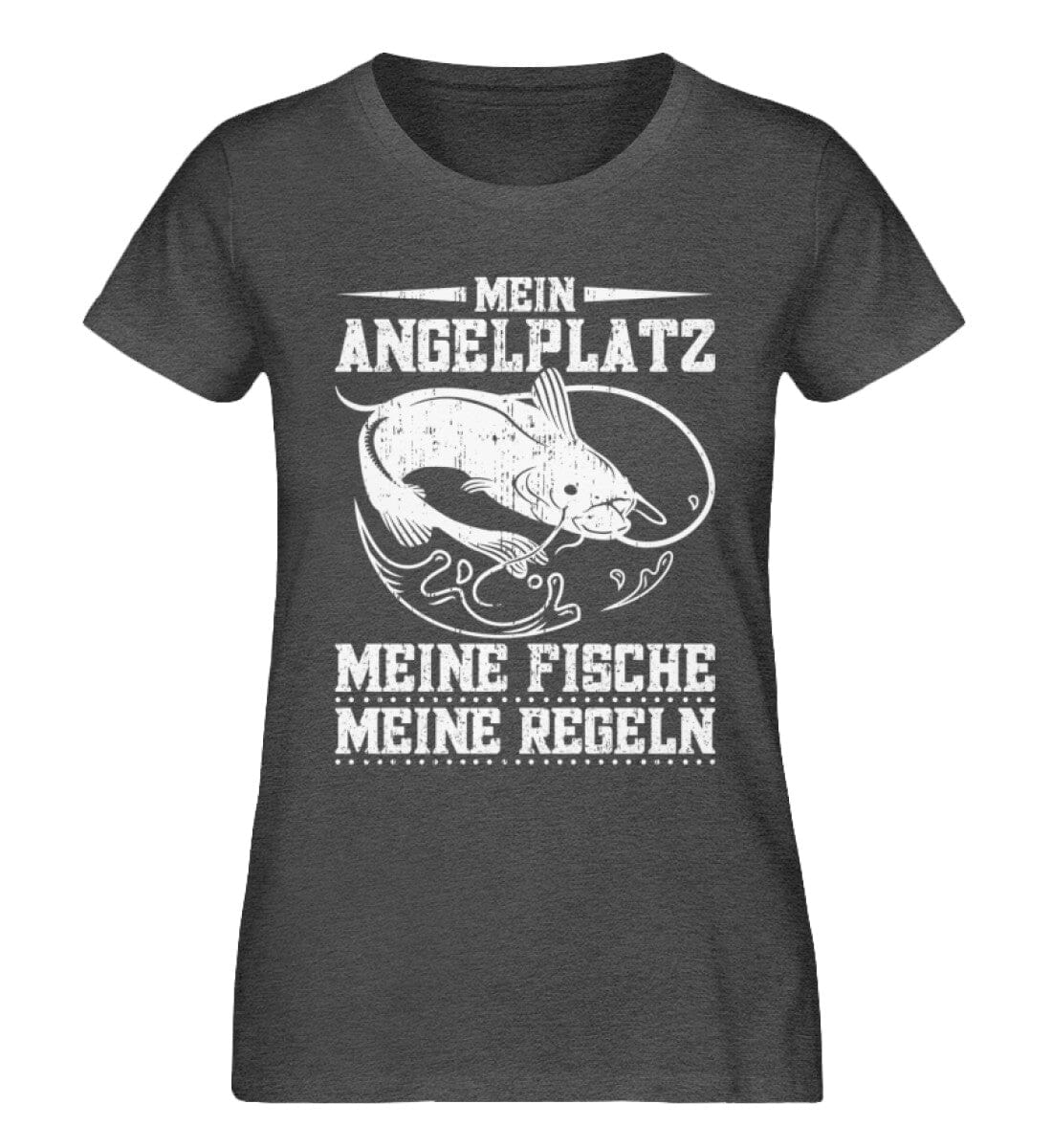 Mein Angelplatz meine Fische meine Regeln - Damen Premium Bio Shirt Dark Heather Grey XS