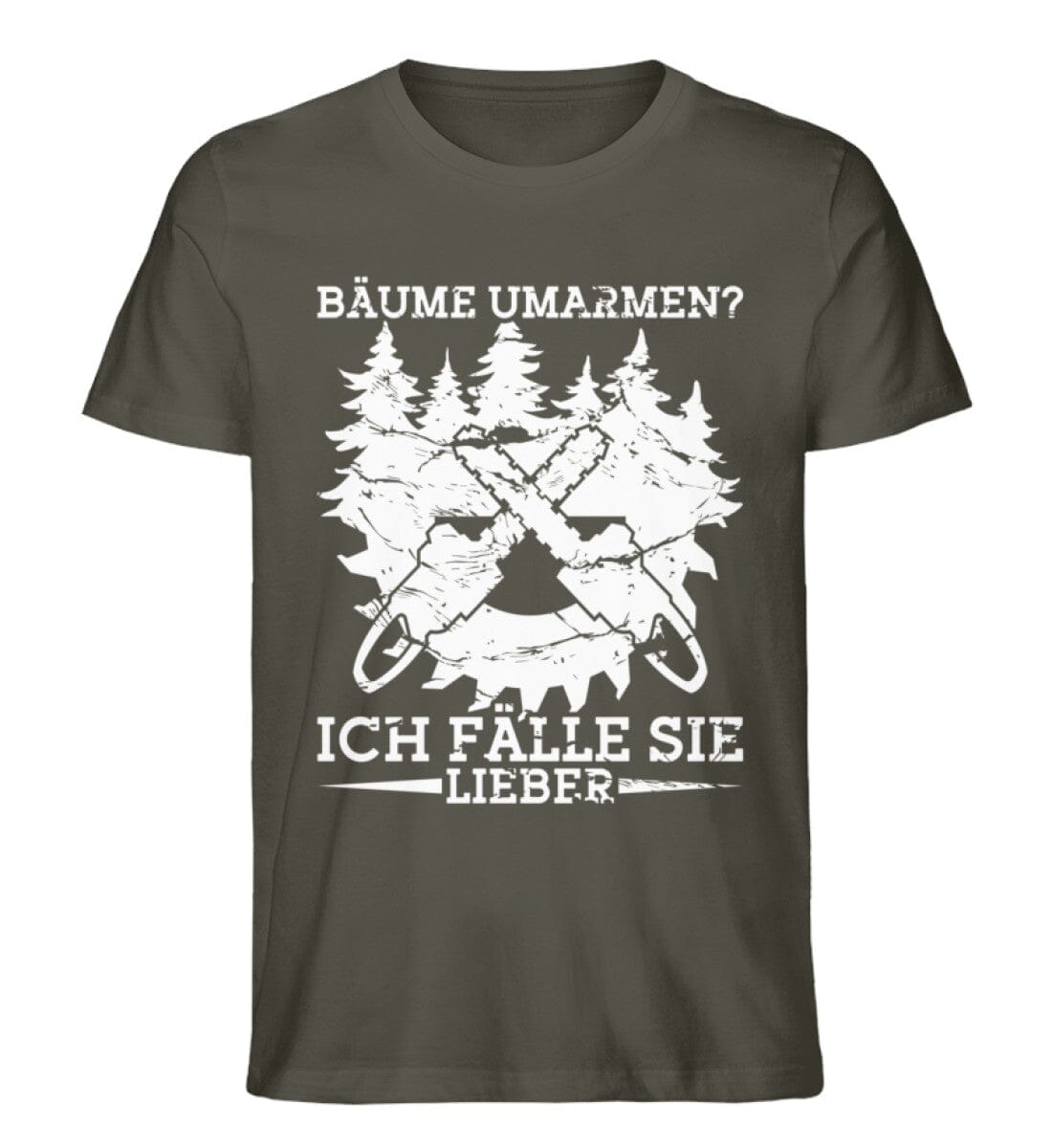 Bäume umarmen ich fälle lieber - Unisex Premium Bio Shirt Khaki S