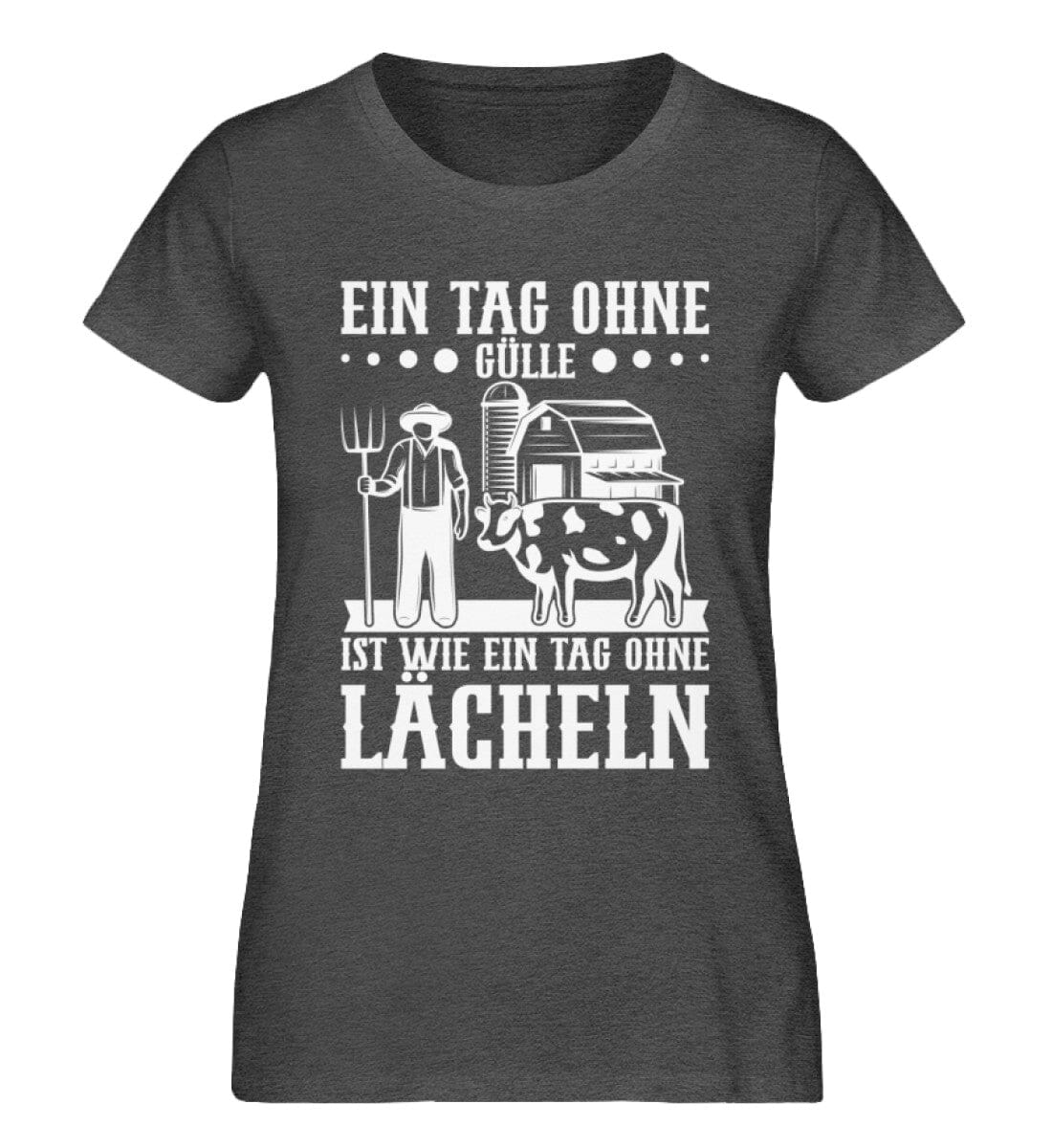 Tag ohne Gülle ist Tag ohne Lächeln - Damen Premium Bio Shirt Dark Heather Grey XS