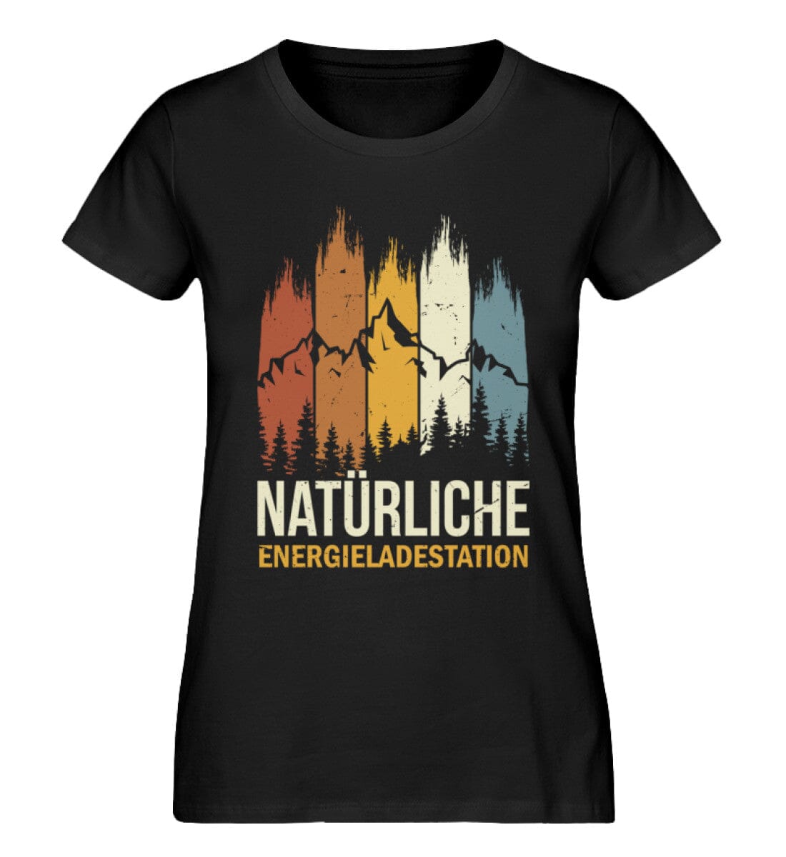 Energieladestation Wald und Berge - Damen Premium Bio Shirt Black XS