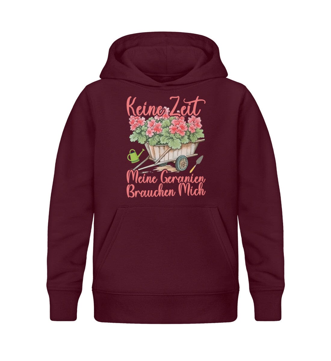 Keine Zeit meine Geranien brauchen mich - Kinder Bio Hoodie Burgundy 12/14 (152/164)