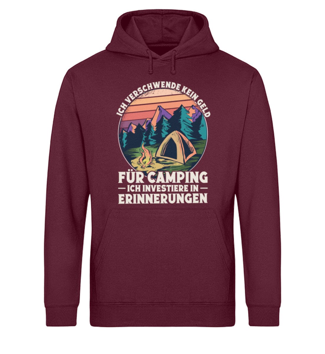 Ich investiere in Erinnerungen Camping - Unisex Bio Hoodie Burgundy XS