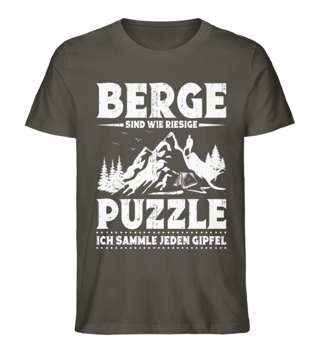 Berge sind wie riesige Puzzle - Unisex Premium Bio Shirt Khaki S