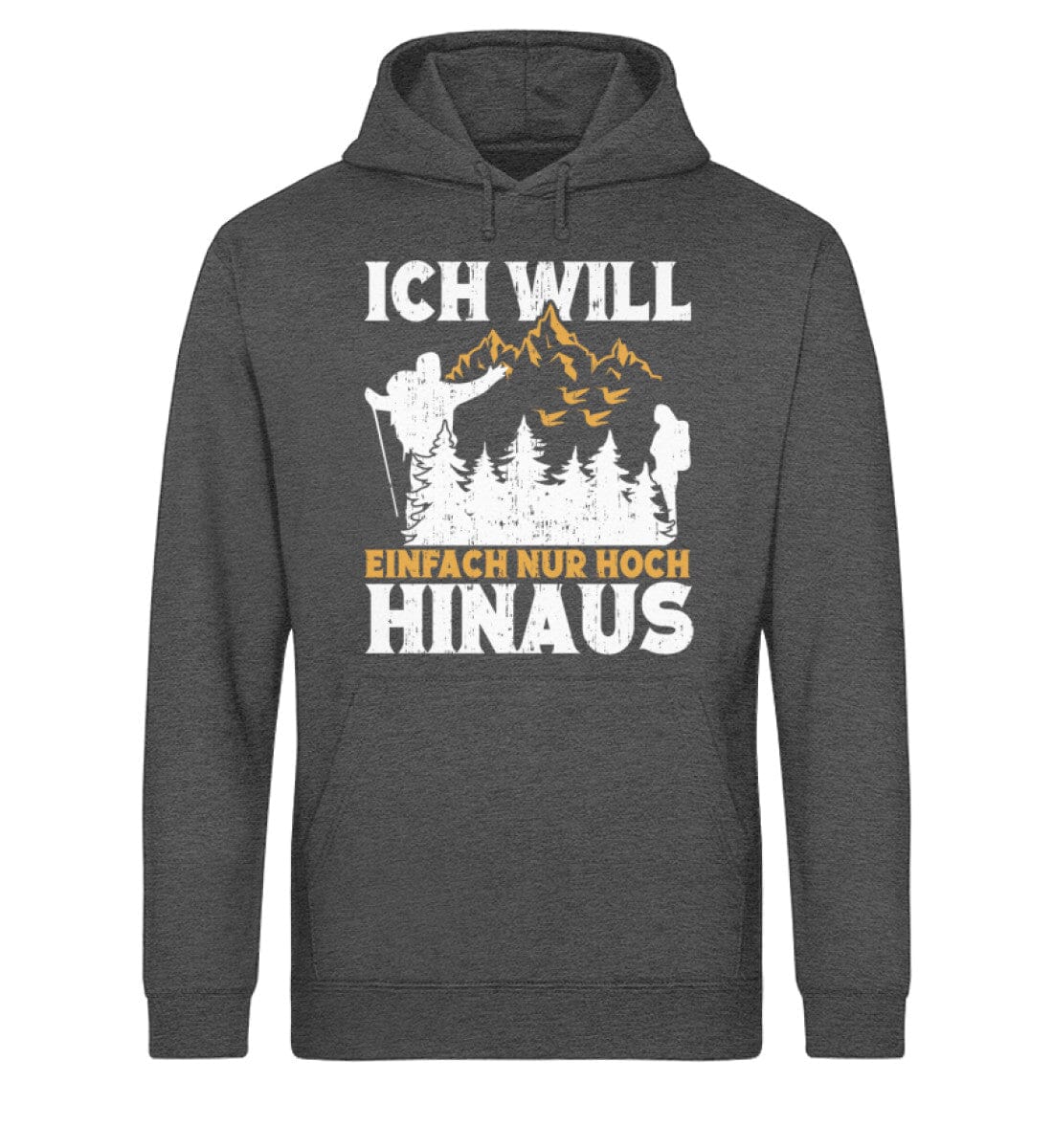 Ich will einfach nur hoch hinaus - Unisex Bio Hoodie Dark Heather Grey XS