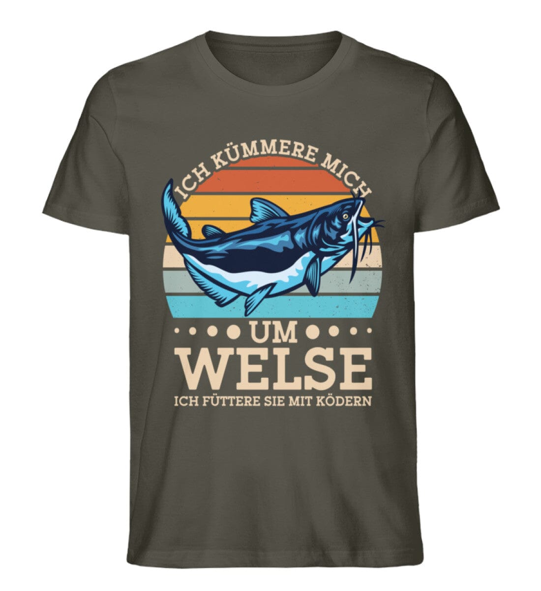 Ich füttere Welse mit Ködern - Unisex Premium Bio Shirt Khaki S