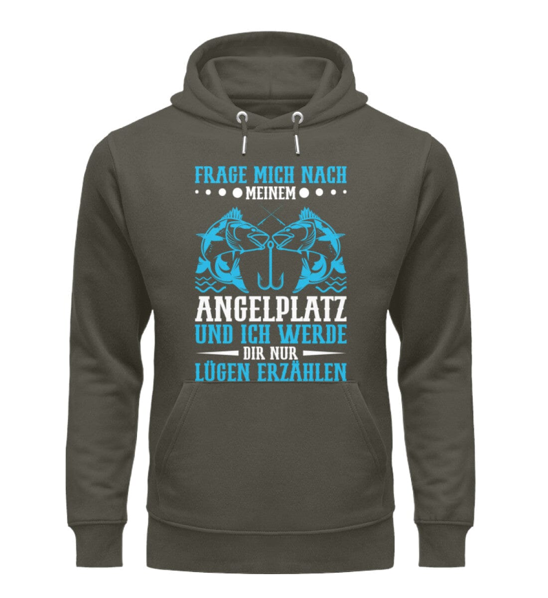 Frage nicht nach meinem Angelplatz - Unisex Premium Bio Hoodie Khaki XS