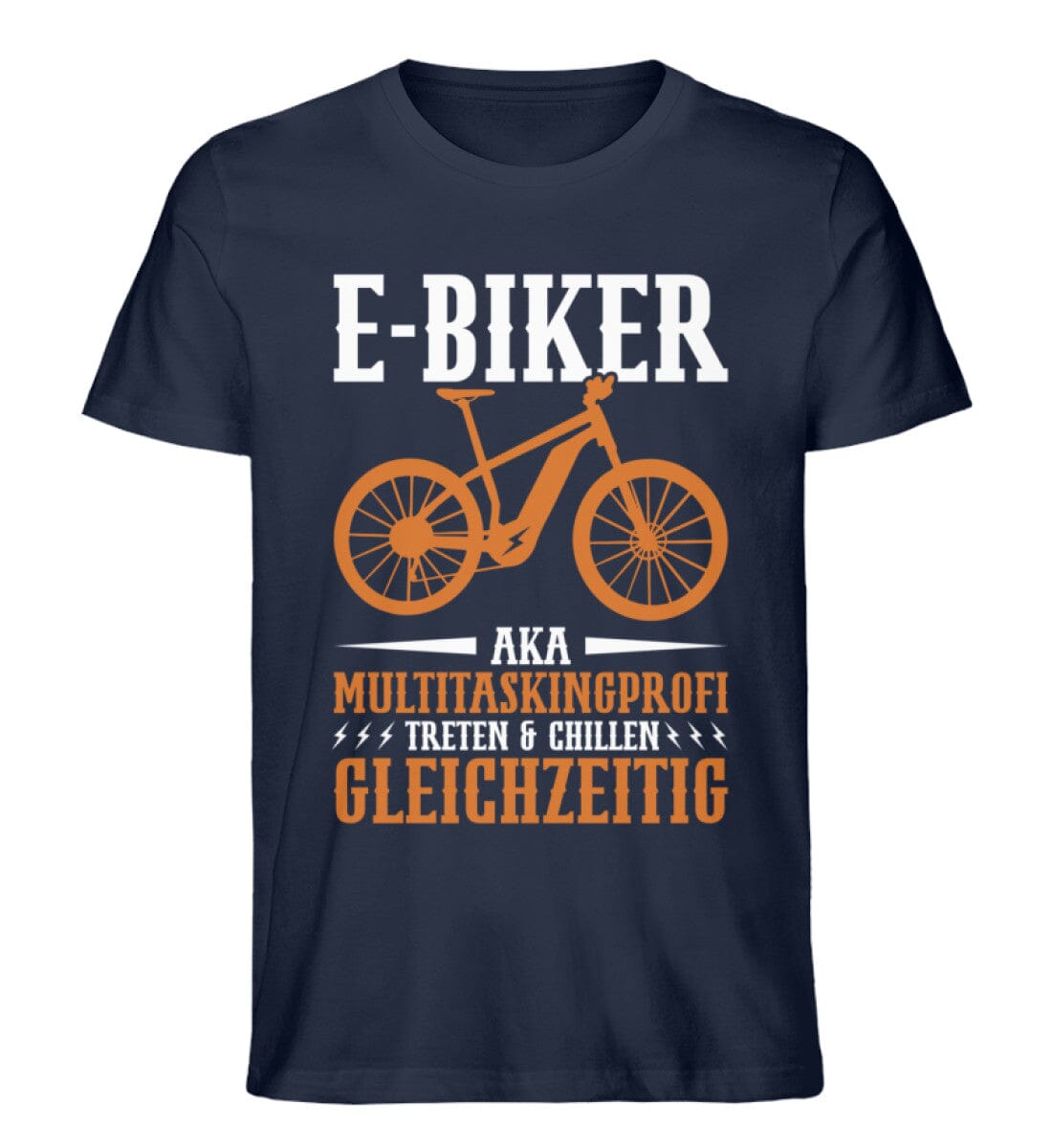 E-Biker treten und chillen gleichzeitig - Unisex Premium Bio Shirt French Navy XS