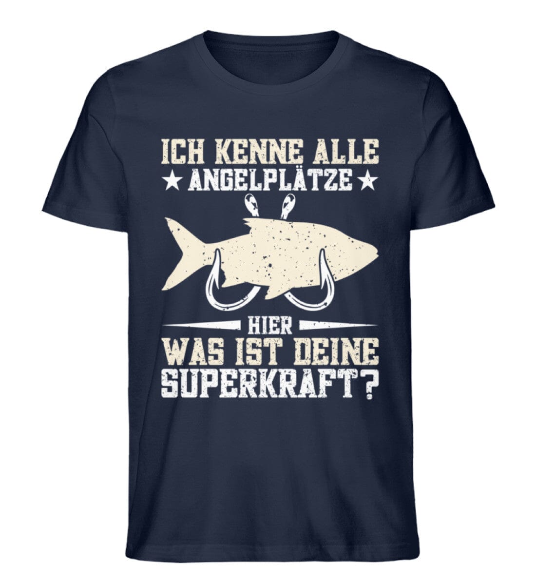 Ich kenne alle Angelplätze - Unisex Premium Bio Shirt French Navy XS