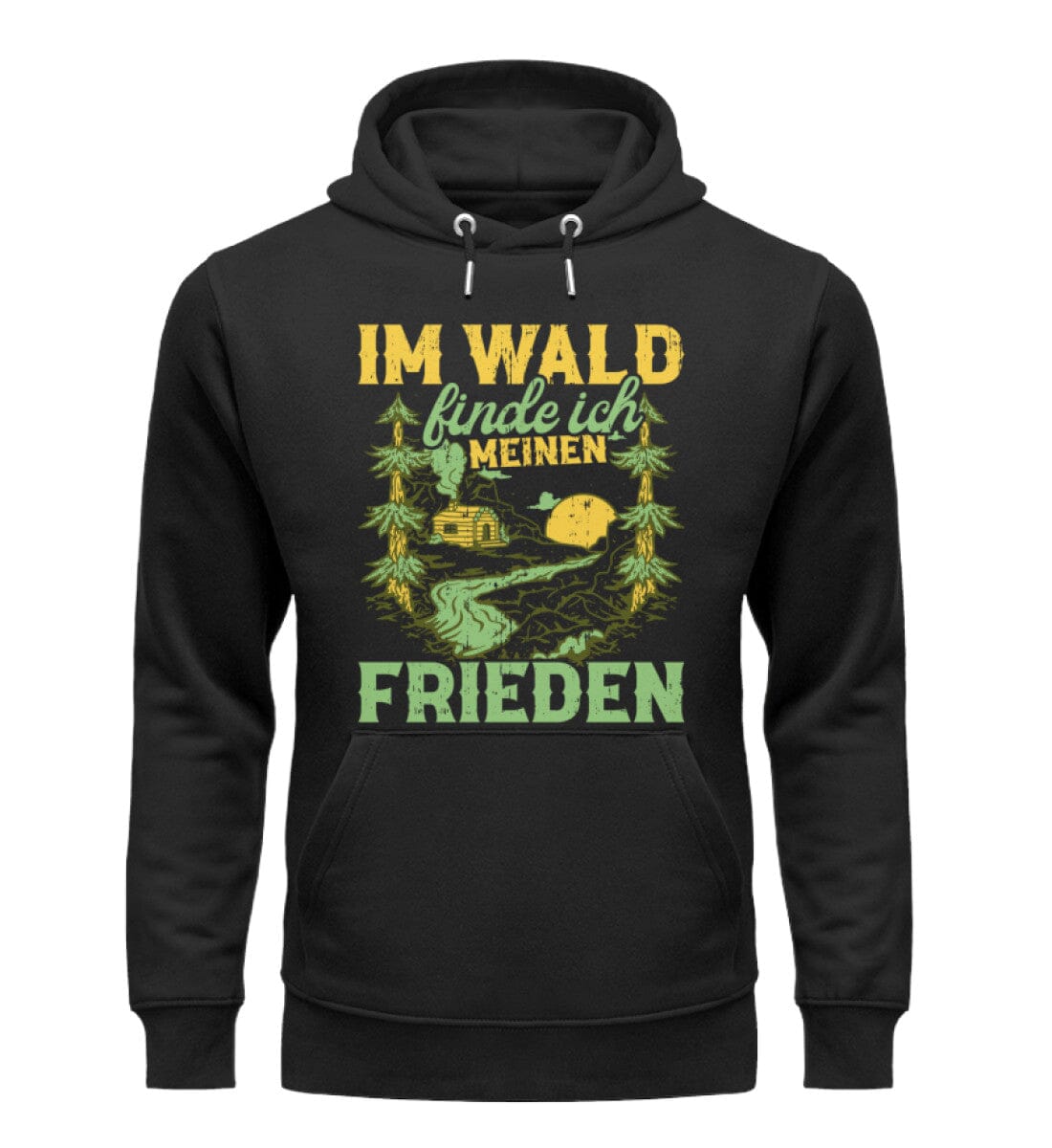 Im Wald finde ich meinen Frieden - Unisex Premium Bio Hoodie Black XS