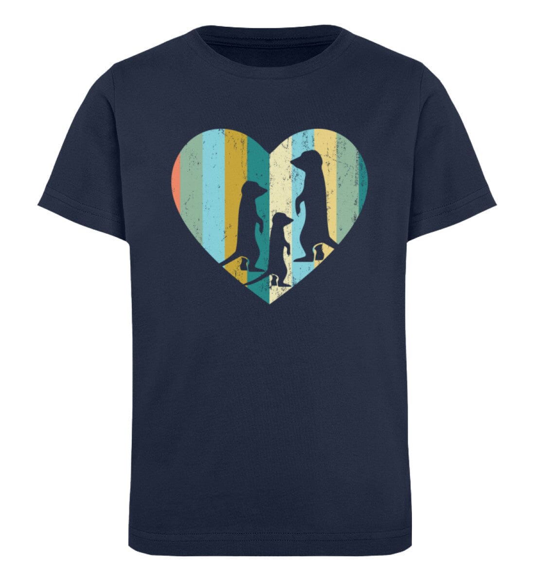 Erdmännchen im Herz - Kinder Bio Shirt French Navy 12/14 (152/164)
