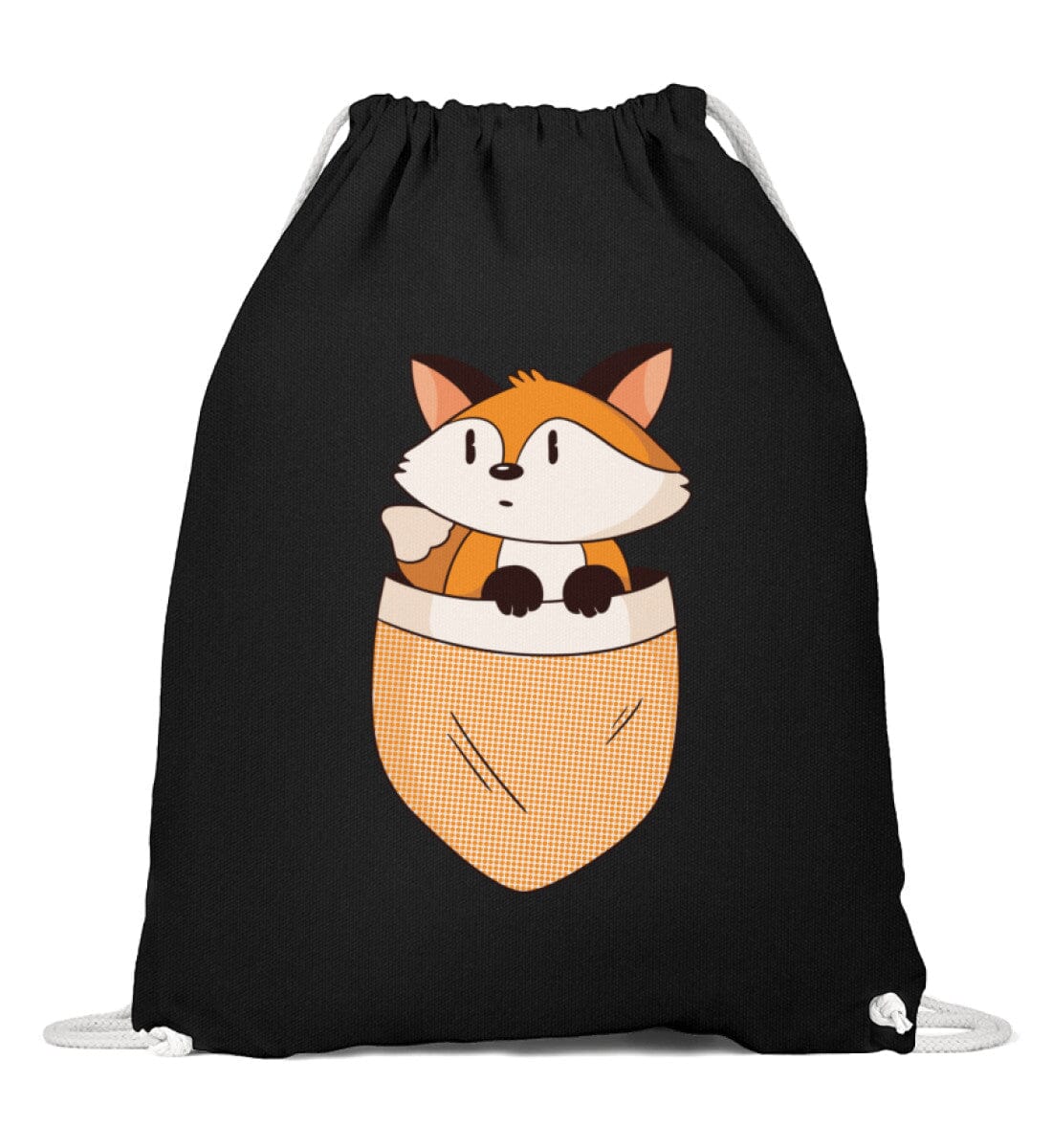 Fuchs in der Tasche - Baumwoll Gymsac Black 37cm-46cm