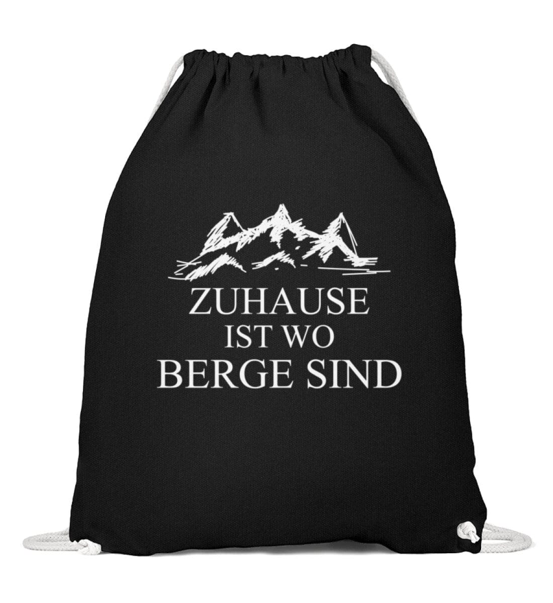 Zuhause ist wo Berge sind - Baumwoll Gymsac Black 37cm-46cm
