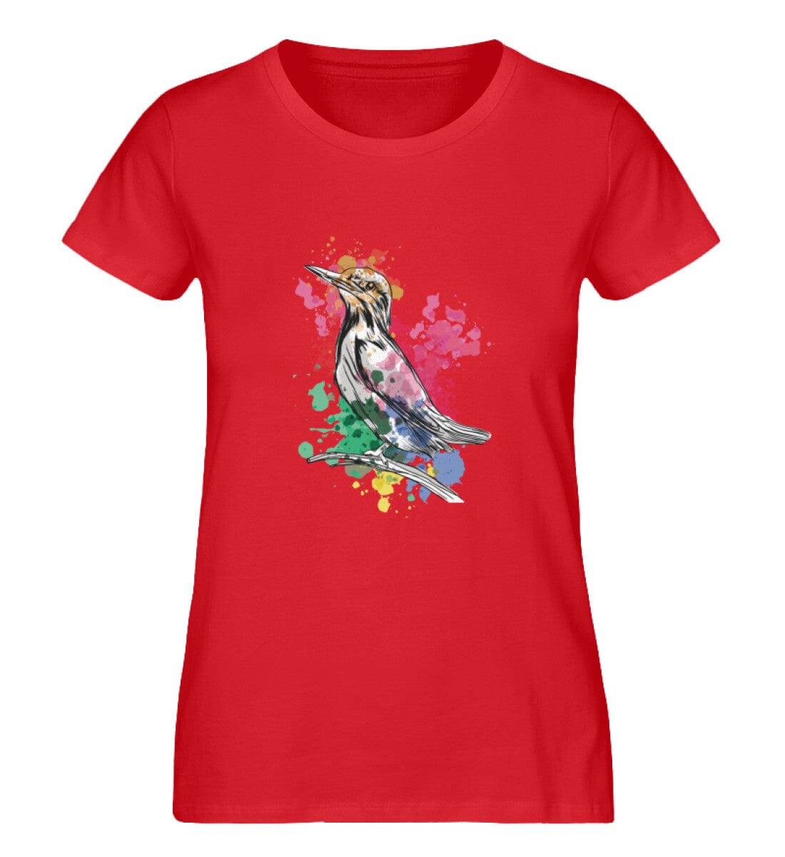Wasserfarben-Vogel - Damen Premium Bio Shirt Red S