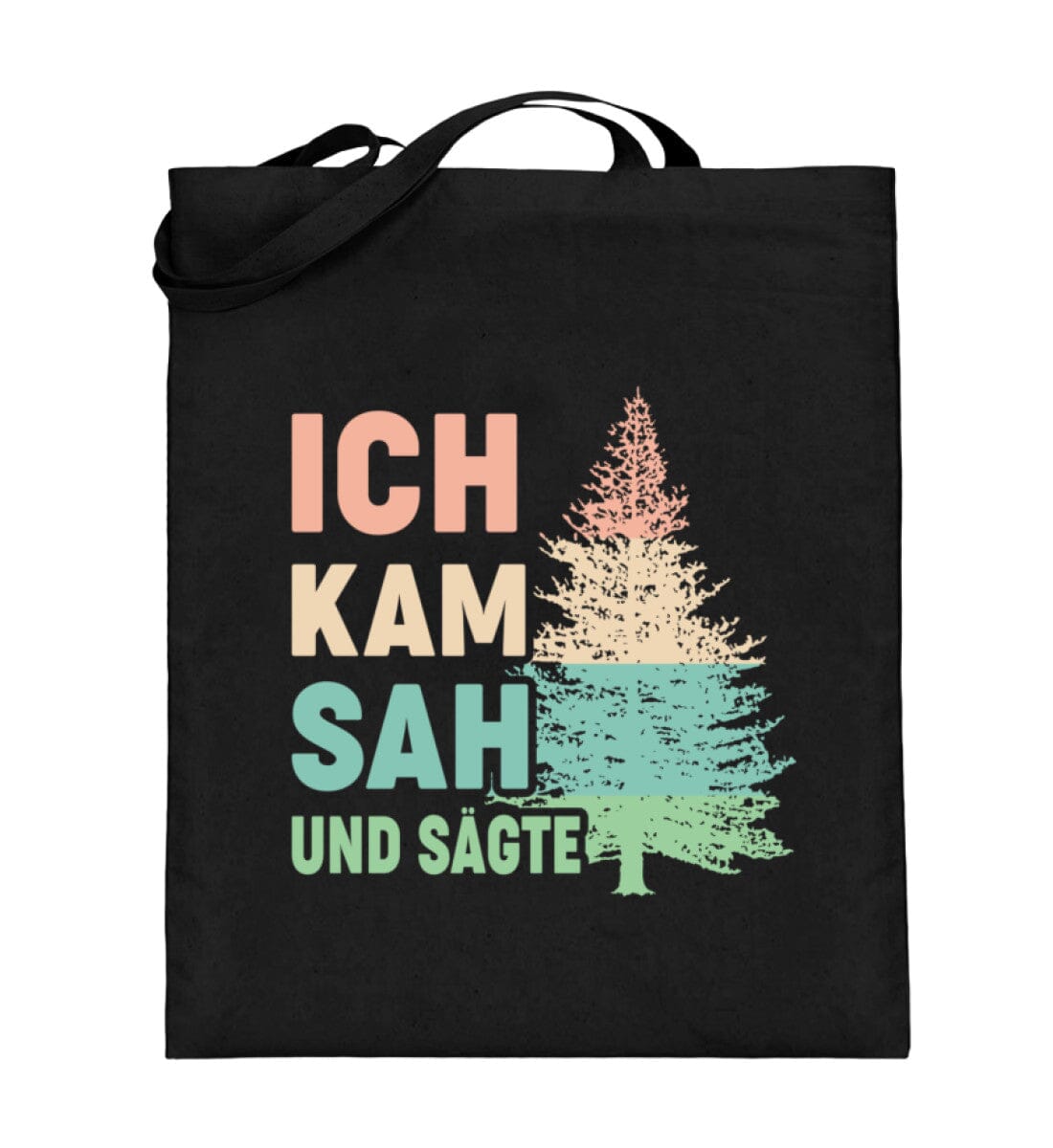 Ich kam sah und sägte - Jutebeutel (mit langen Henkeln) Black 38cm-42cm