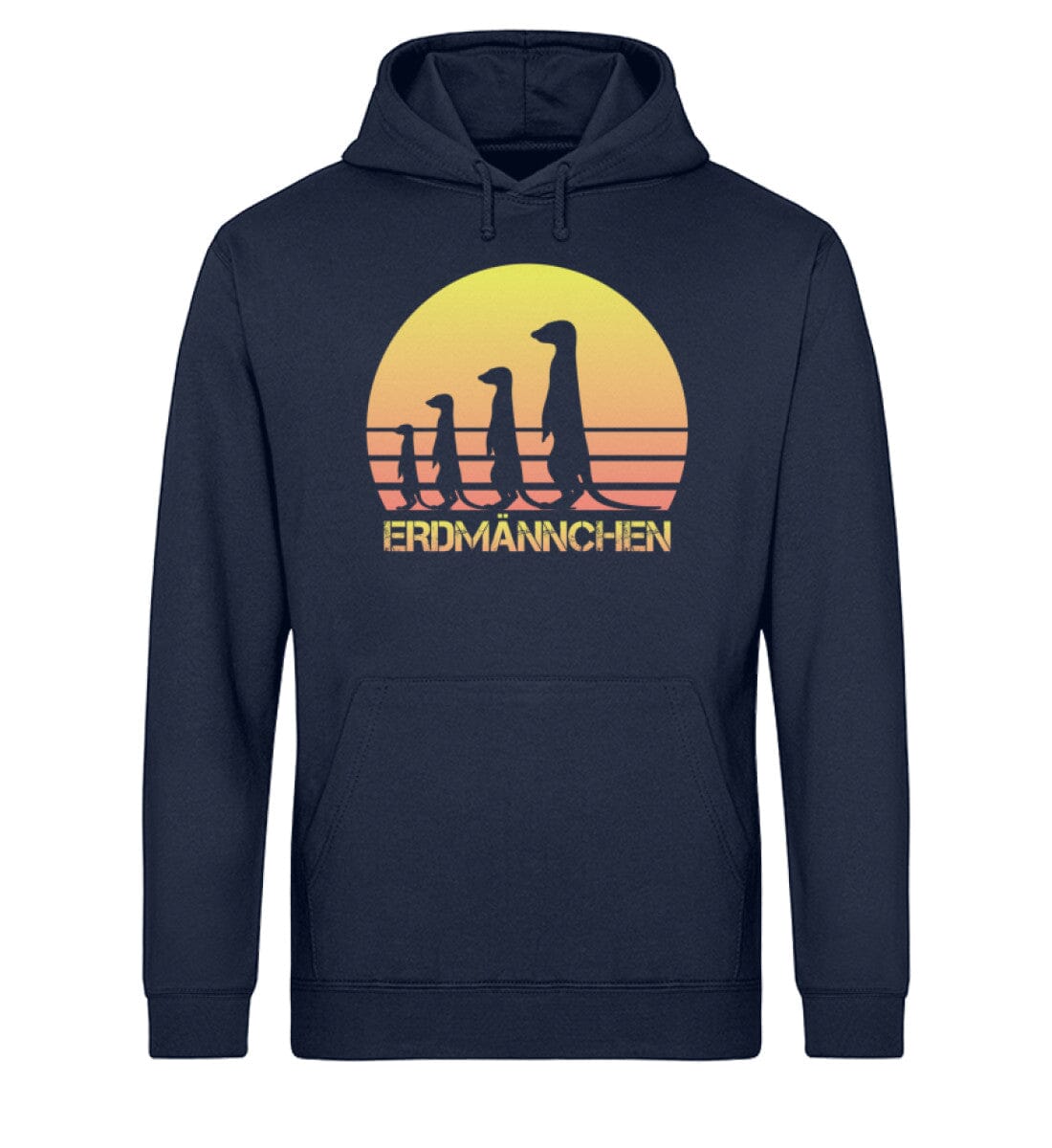 Erdmännchen Sonnenuntergang - Unisex Bio Hoodie French Navy XS