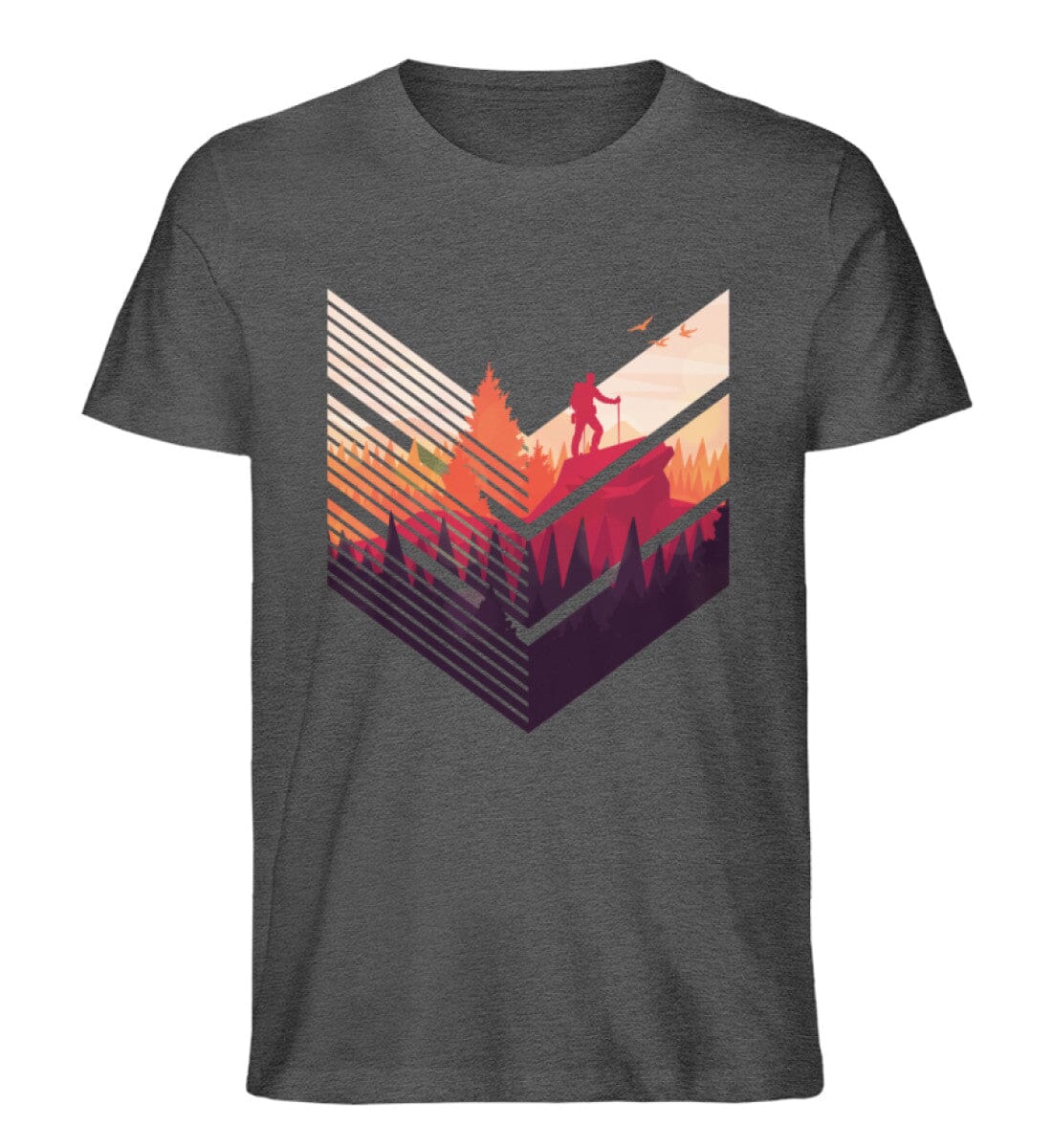 In der Wildnis wandern - Unisex Premium Bio Shirt Dark Heather Grey S