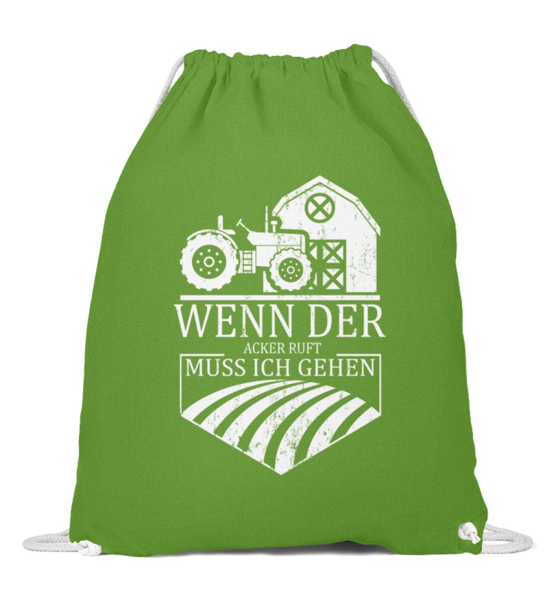 Der Acker ruft - Baumwoll Gymsac LimeGreen 37cm-46cm