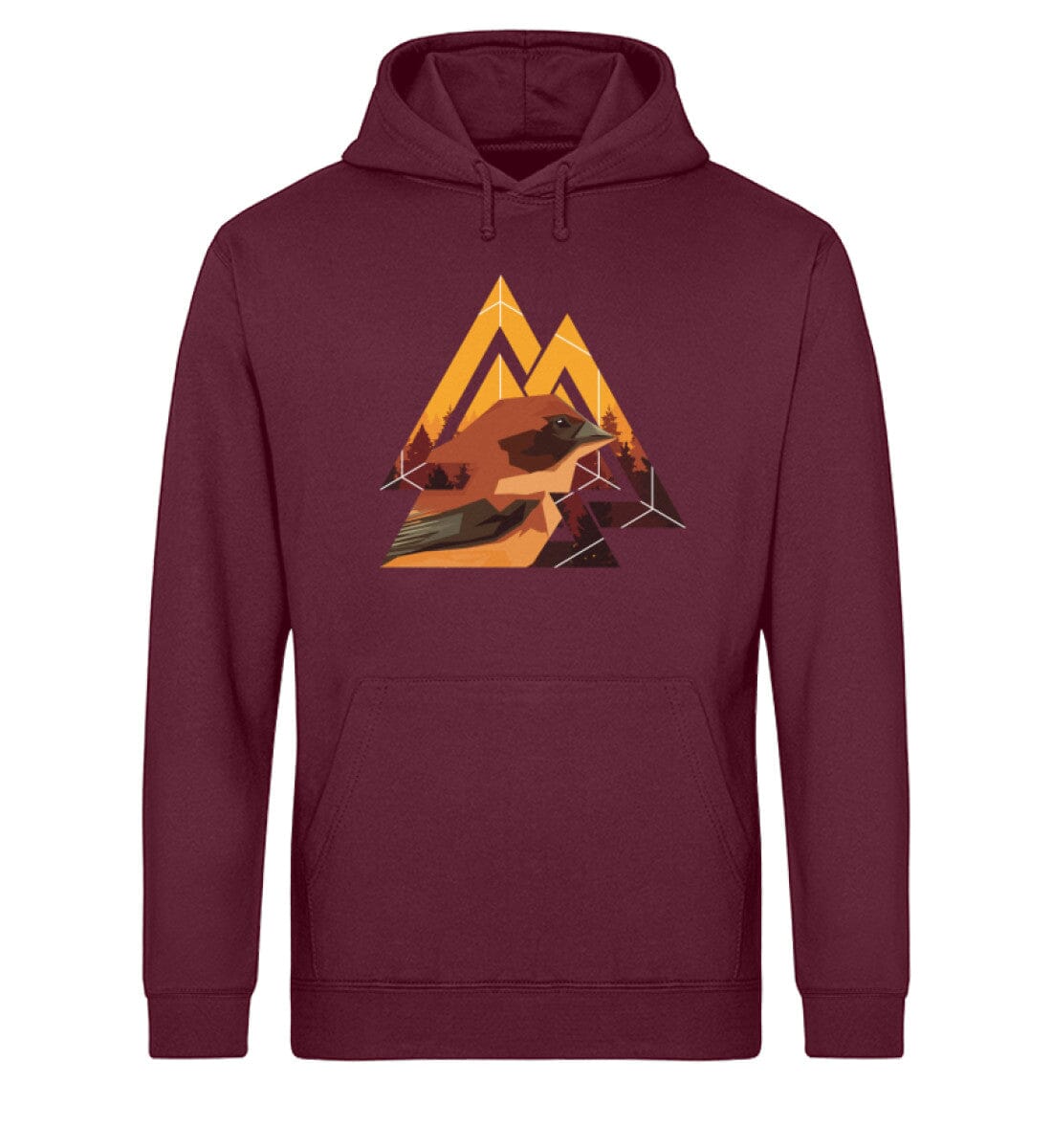 Vogel in der Natur - Unisex Bio Hoodie Burgundy XS