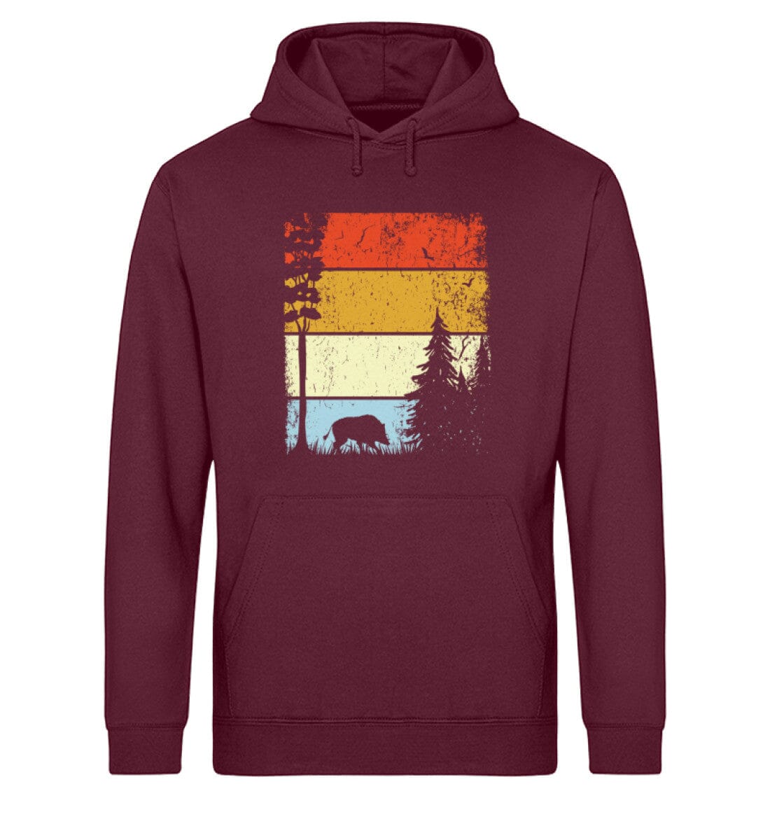 Waldtier in der Natur Wildschwein - Unisex Bio Hoodie Burgundy XS