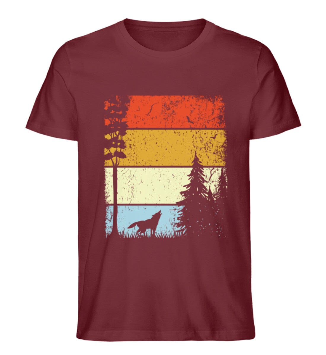 Waldtier in der Natur Wolf - Unisex Premium Bio Shirt Burgundy S