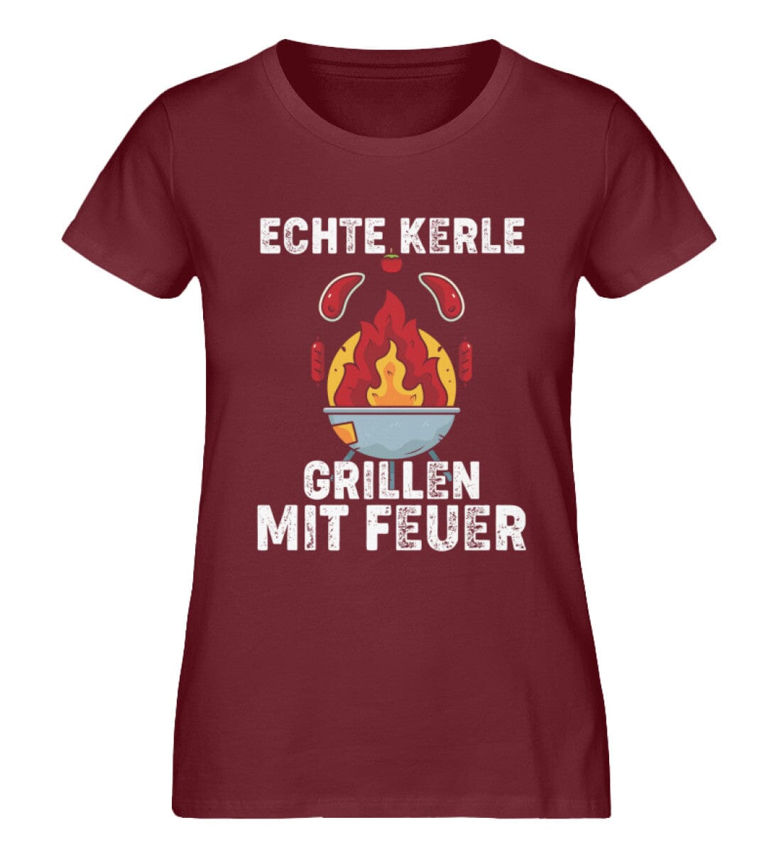 Echte Kerle grillen mit Feuer - Damen Premium Bio Shirt Burgundy XS