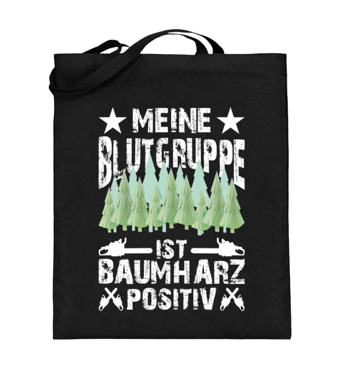 Meine Blutgruppe ist Baumharz positiv - Jutebeutel (mit langen Henkeln) Black 38cm-42cm