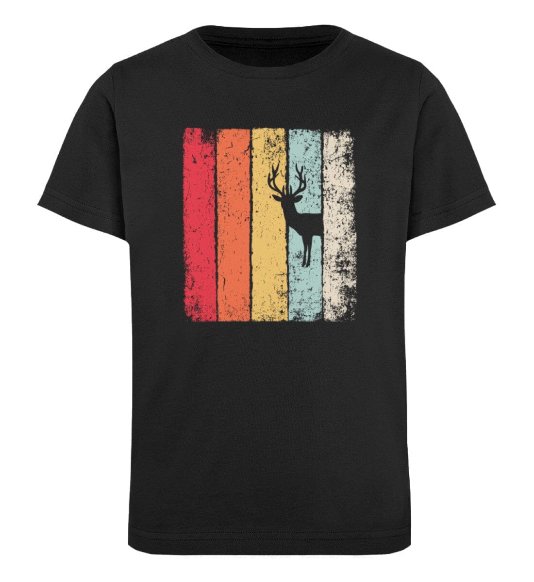 Tiere verstecken sich im Wald Hirsch - Kinder Bio Shirt Black 12/14 (152/164)