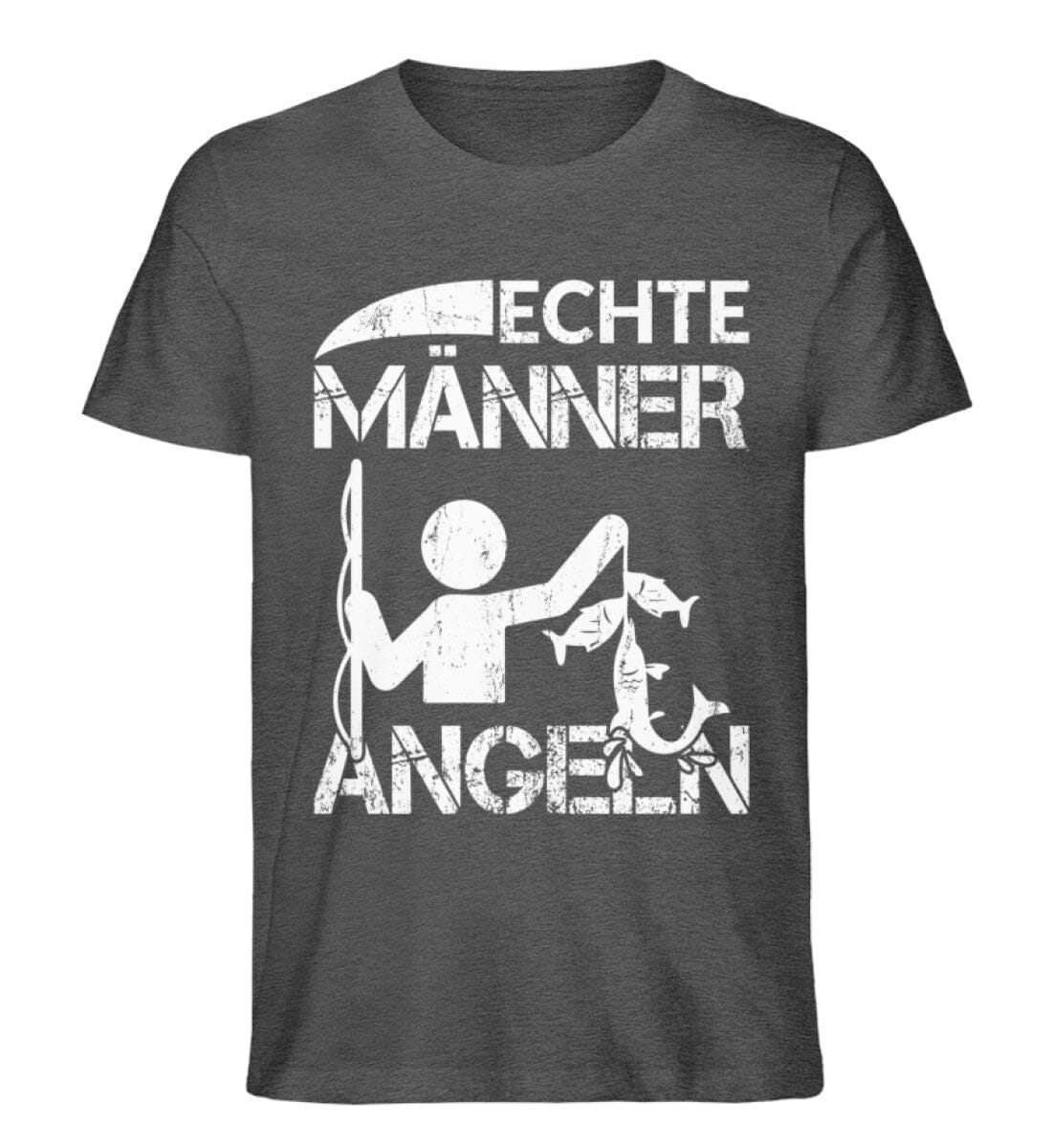 Echte Männer angeln - Unisex Premium Bio Shirt Dark Heather Grey S