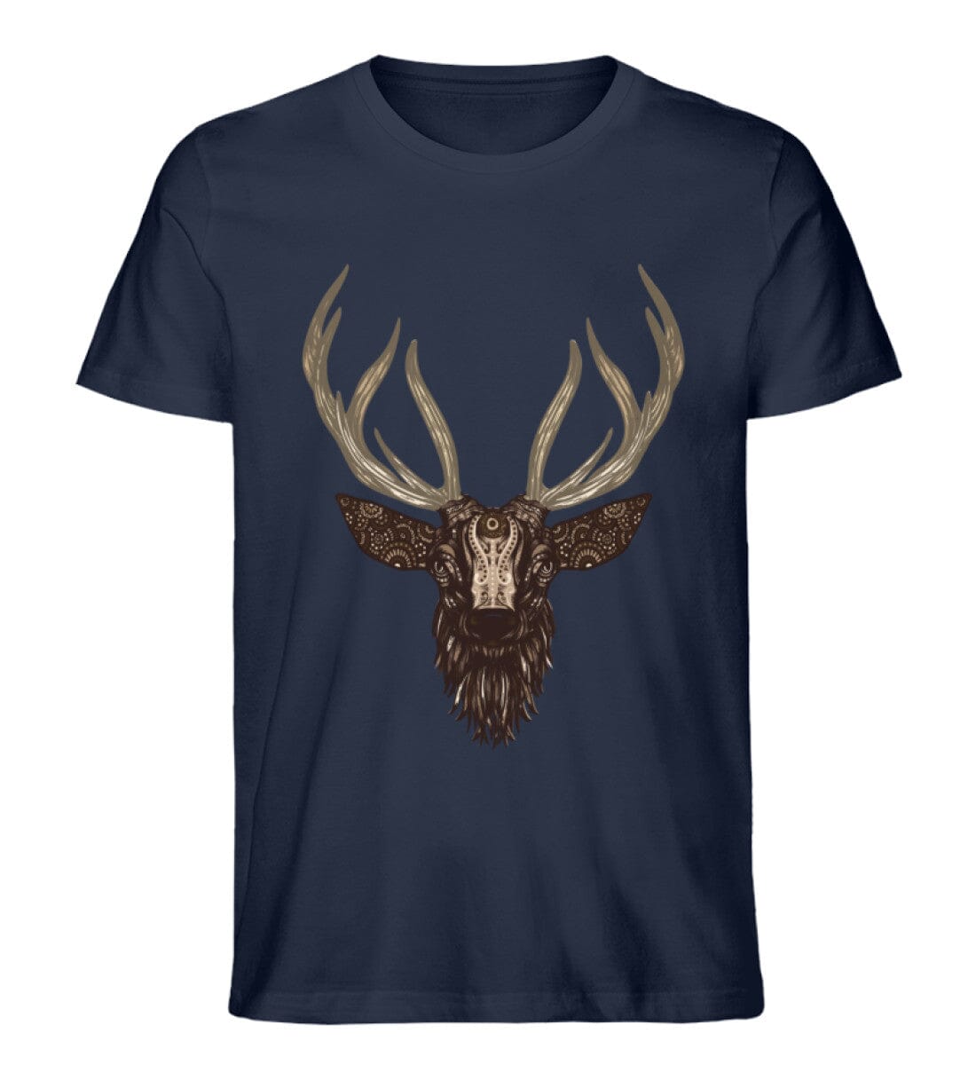 Hirsch mit Geweih - Unisex Premium Bio Shirt French Navy S