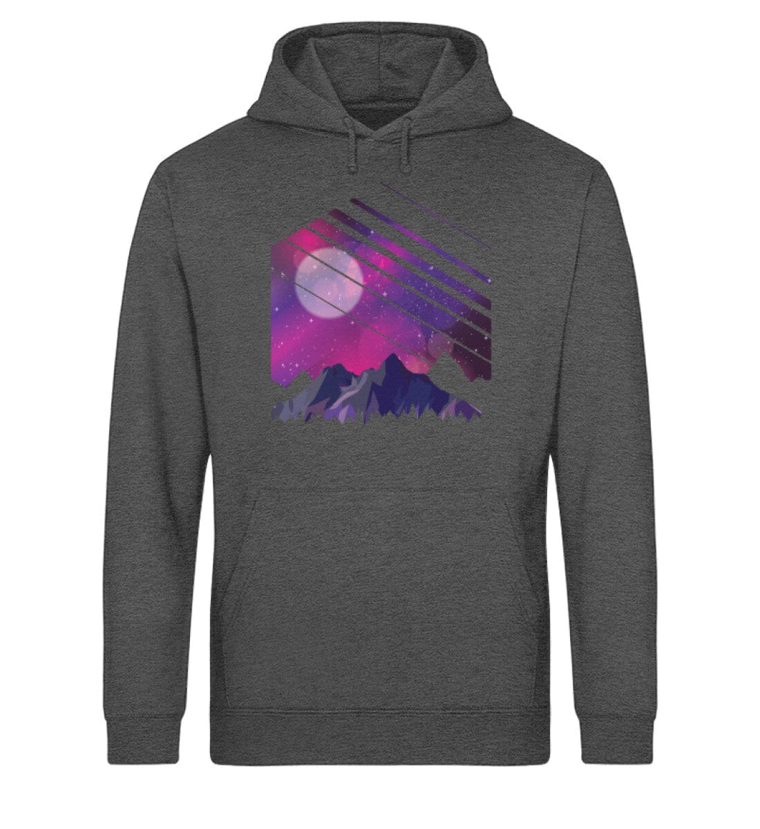 Berge und Galaxie - Unisex Bio Hoodie Dark Heather Grey XS