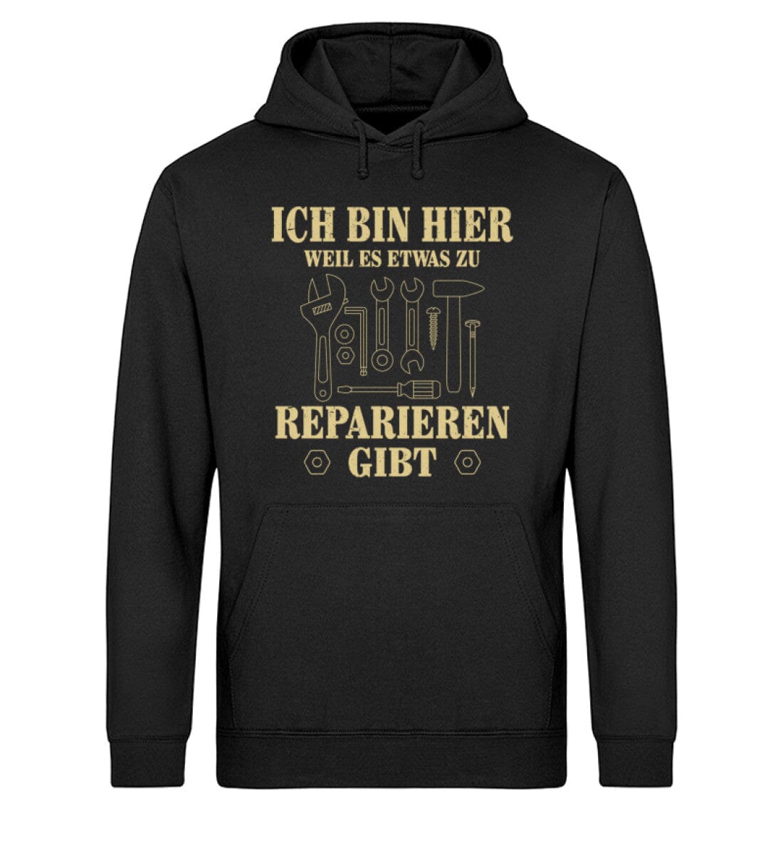 Ich bin zum reparieren hier - Unisex Bio Hoodie Black XS