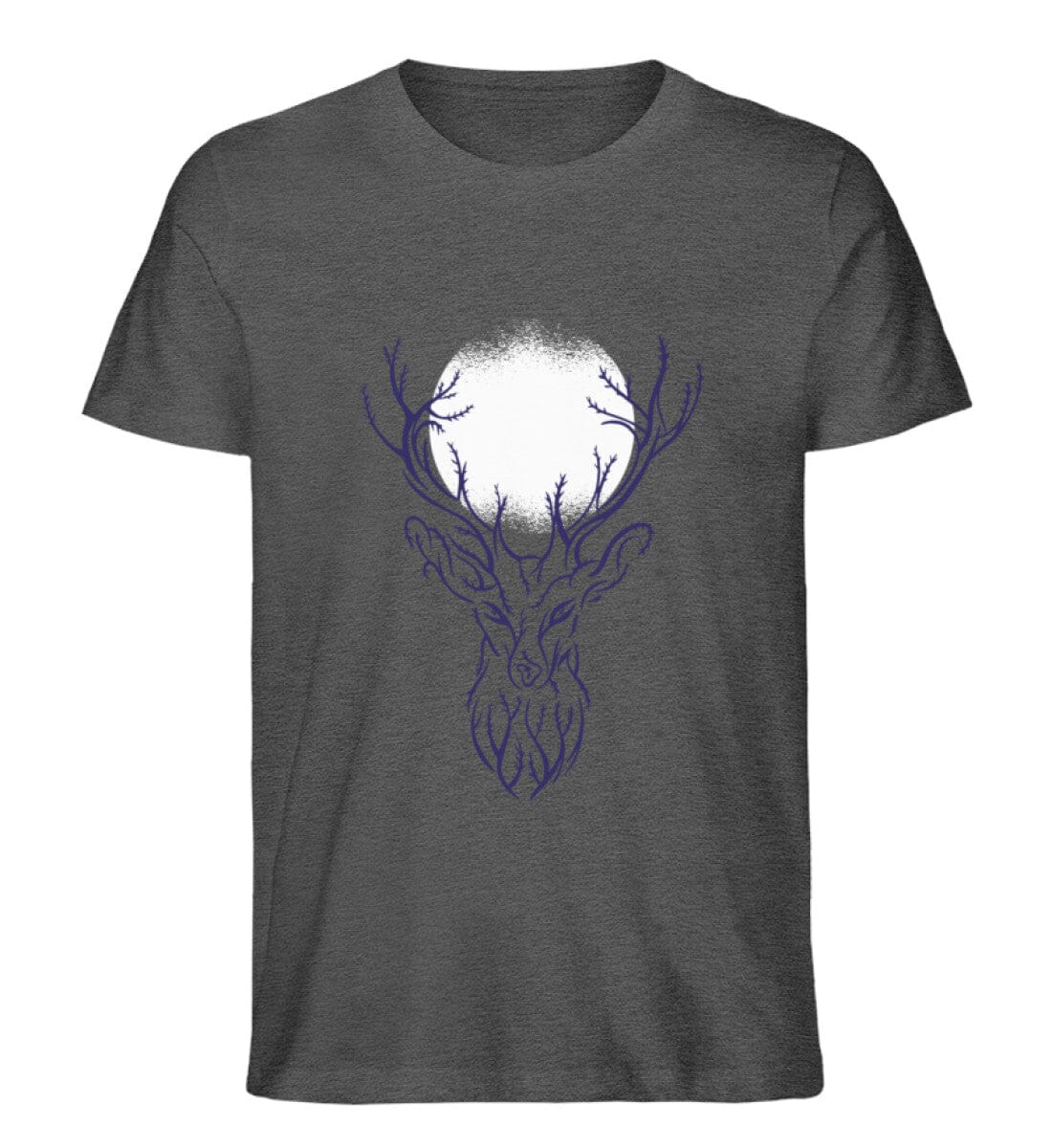 Hirsch und Mond - Unisex Premium Bio Shirt Dark Heather Grey S