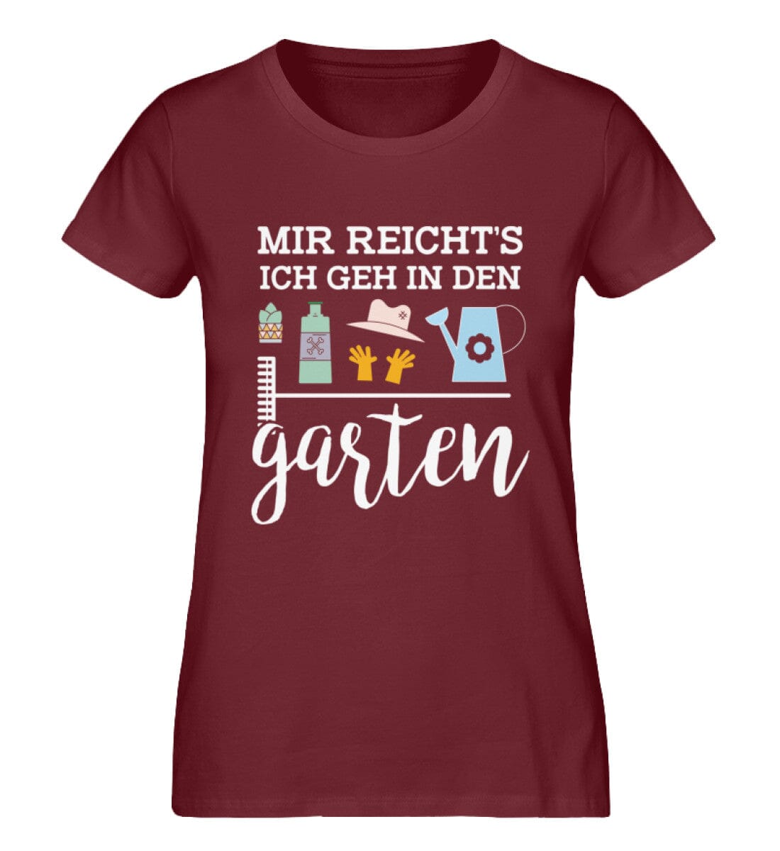 Ich geh in den Garten - Damen Premium Bio Shirt Burgundy XS
