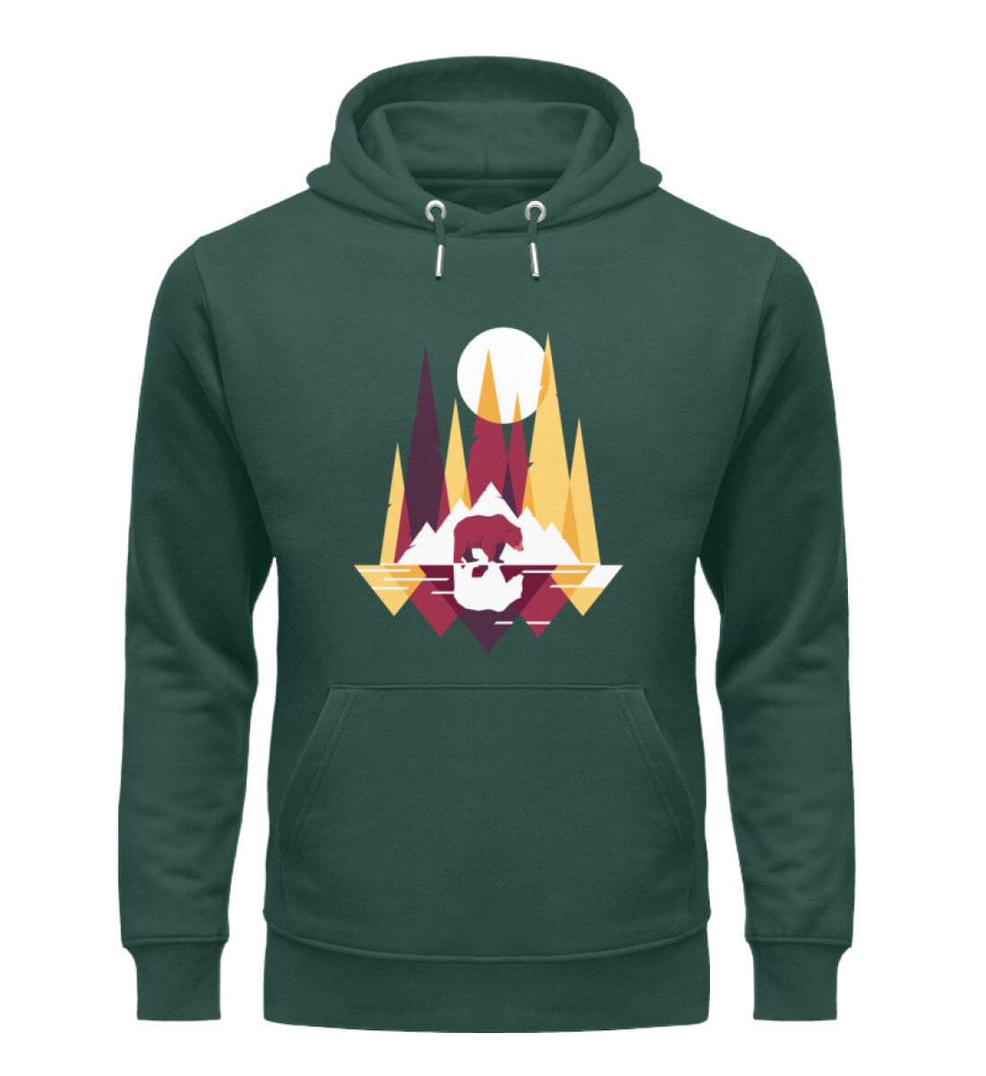 Bär im Wald geometrisch - Unisex Premium Bio Hoodie Glazed Green S