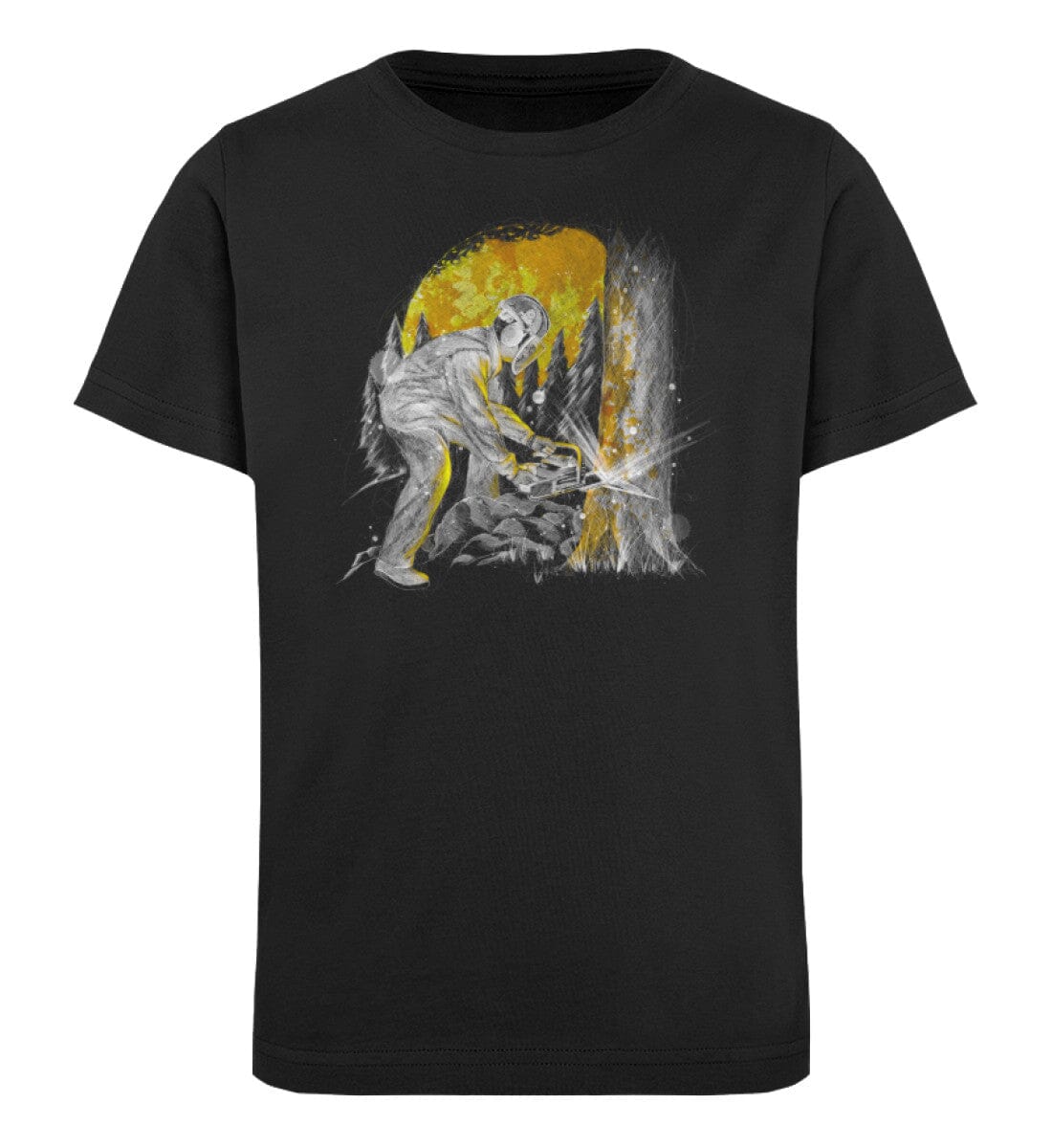 Baumfällung im Wald - Kinder Bio Shirt Black 12/14 (152/164)