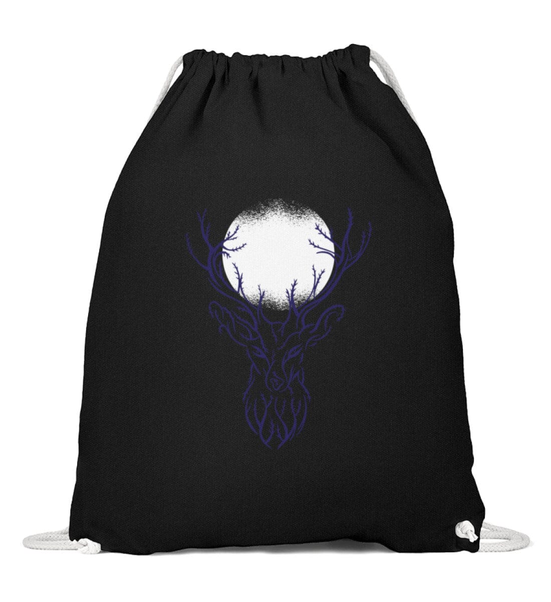 Hirsch und Mond - Baumwoll Gymsac Black 37cm-46cm