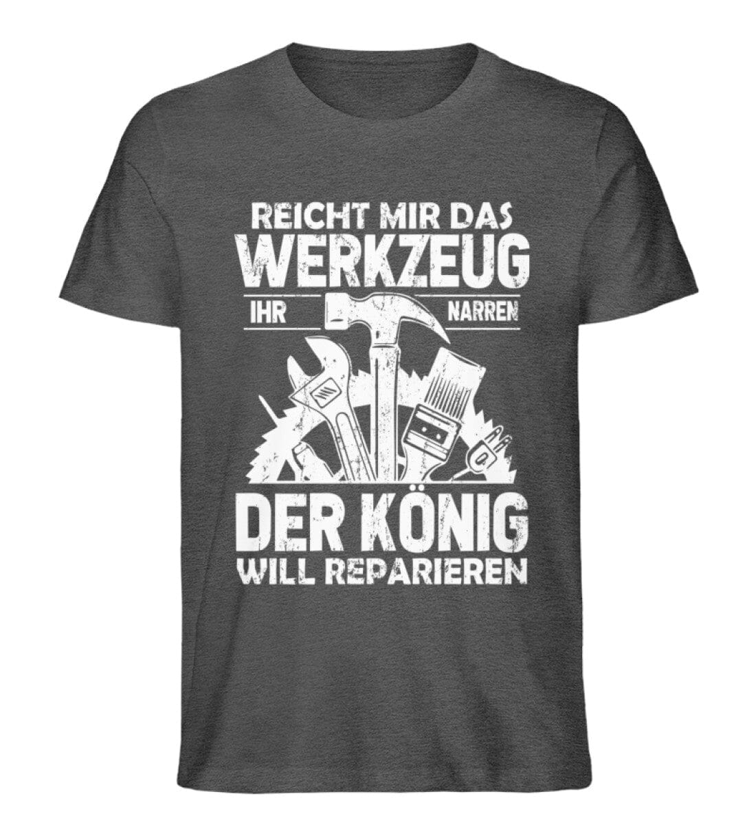 König will reparieren Handwerker - Unisex Premium Bio Shirt Dark Heather Grey S