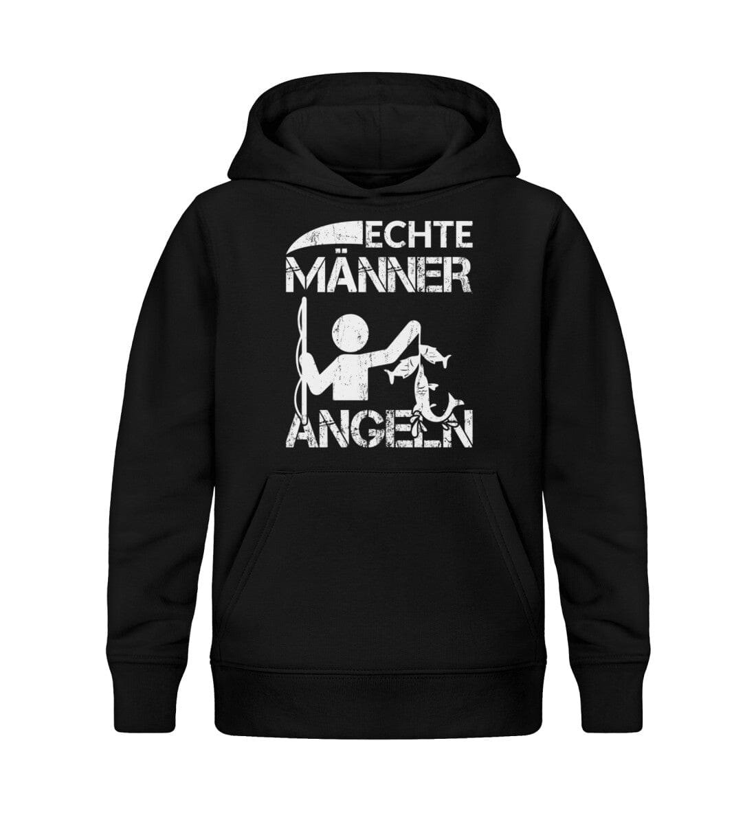 Echte Männer angeln - Kinder Bio Hoodie Black 12/14 (152/164)