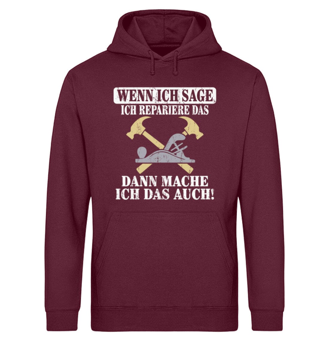 Ich repariere das - Unisex Bio Hoodie Burgundy XS