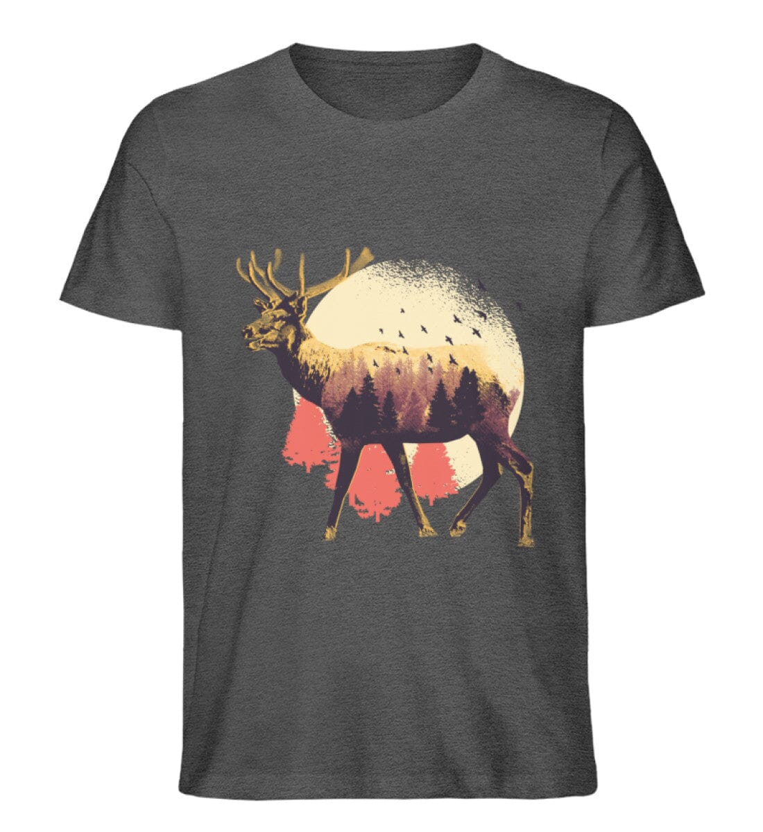 Mondschein im Wald - Unisex Premium Bio Shirt Dark Heather Grey S