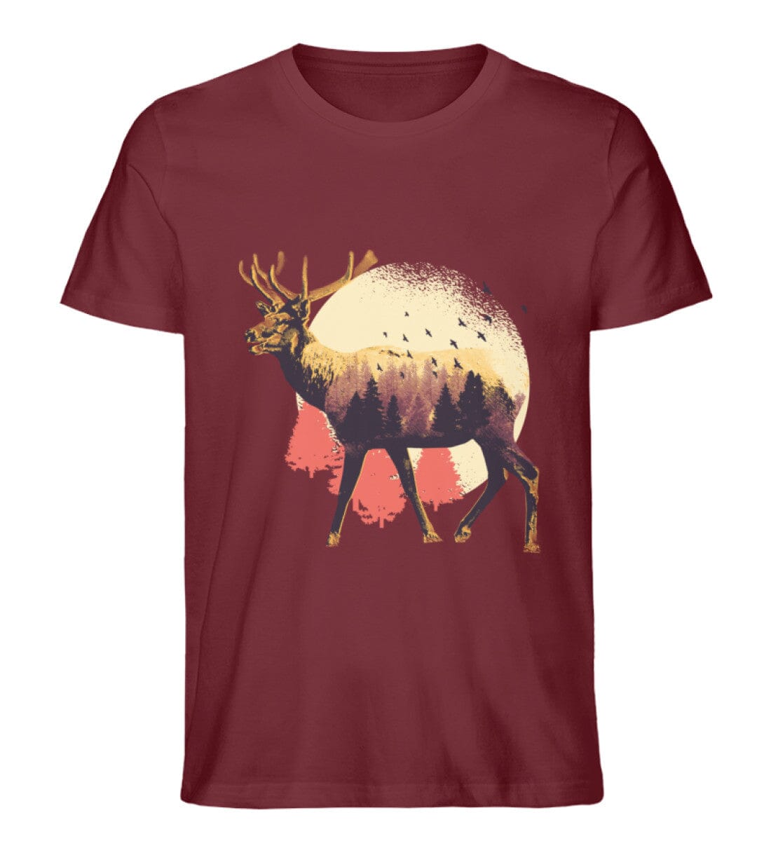 Mondschein im Wald - Unisex Premium Bio Shirt Burgundy S
