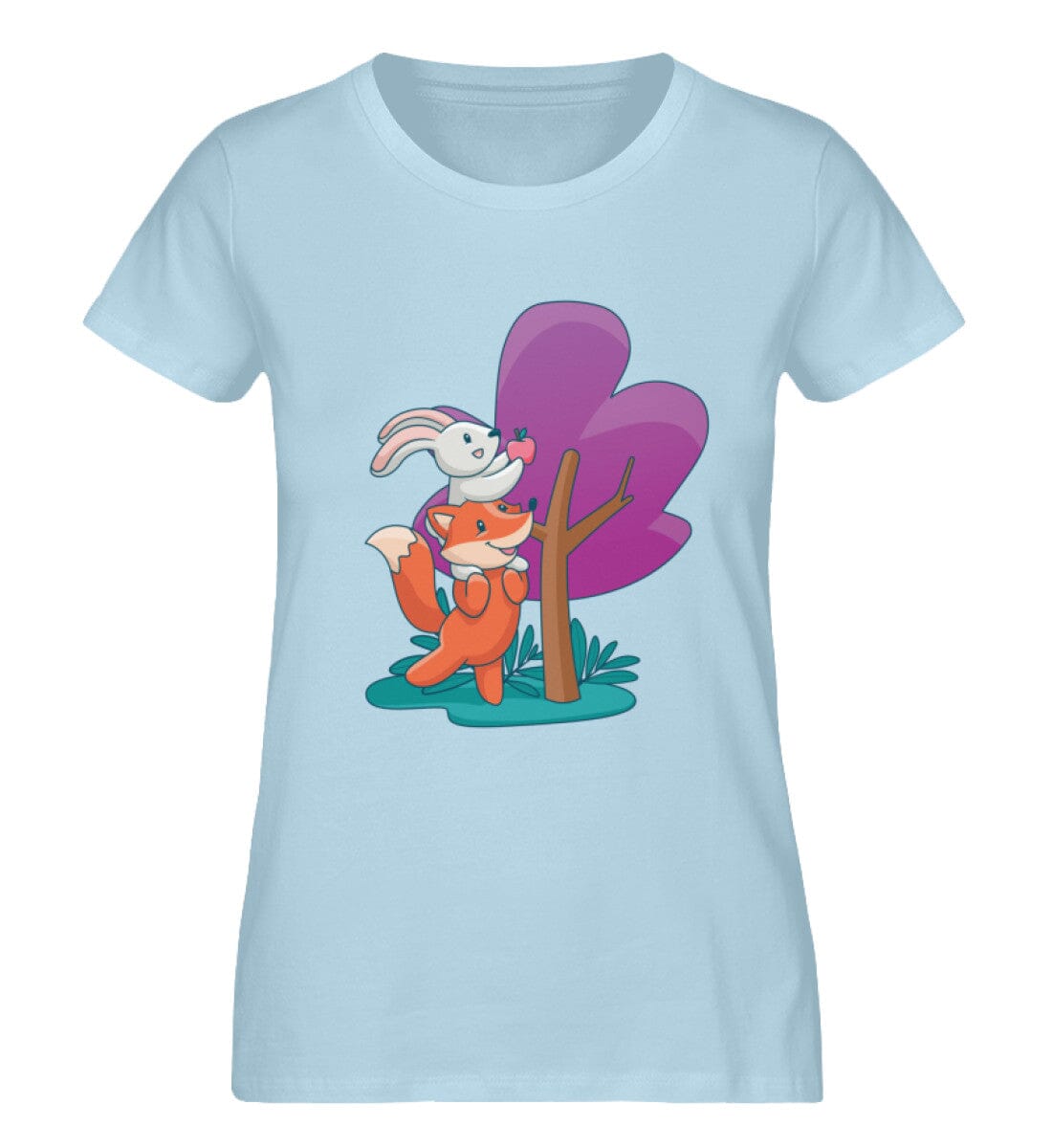 Freundschaft Hase und Fuchs - Damen Premium Bio Shirt Sky Blue S