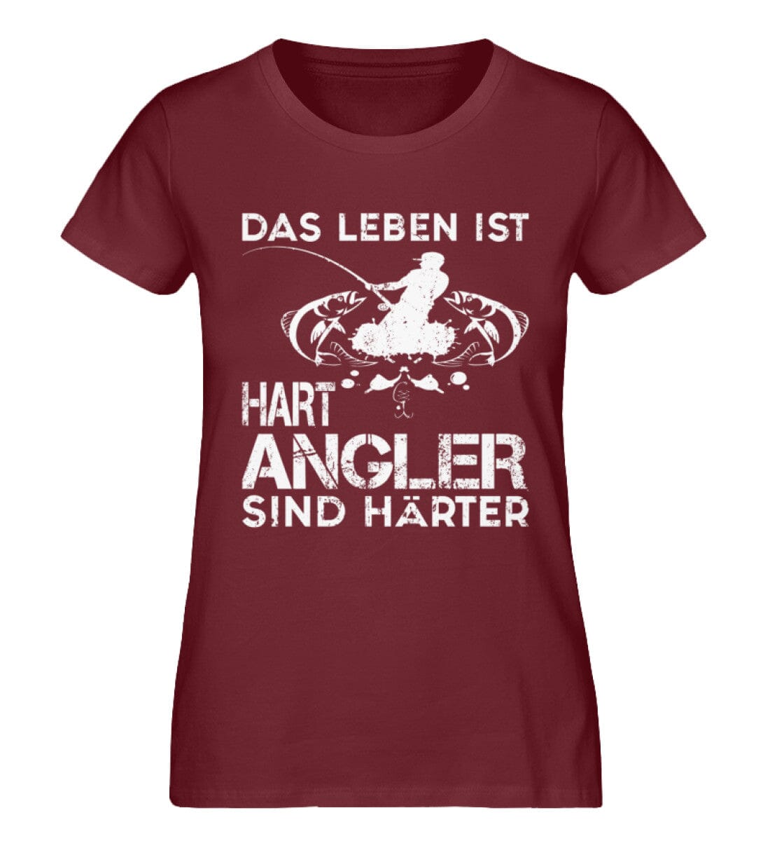 Angler sind härter - Damen Premium Bio Shirt Burgundy XS