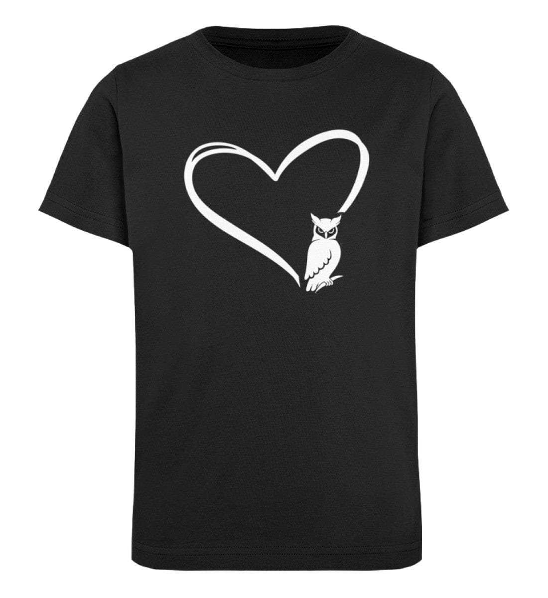 Tier im Herz Eule - Kinder Bio Shirt Black 12/14 (152/164)