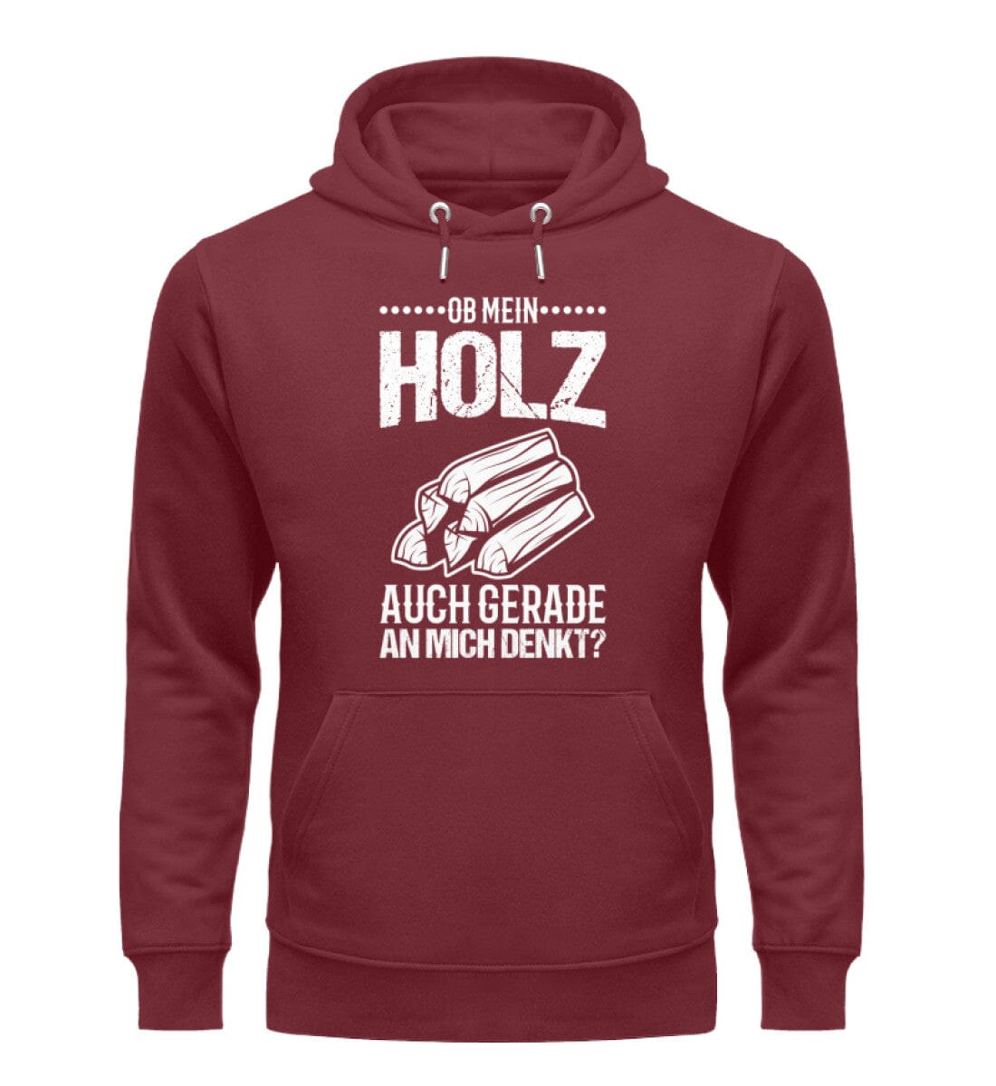 Mein Holz denkt an mich - Unisex Premium Bio Hoodie Burgundy S
