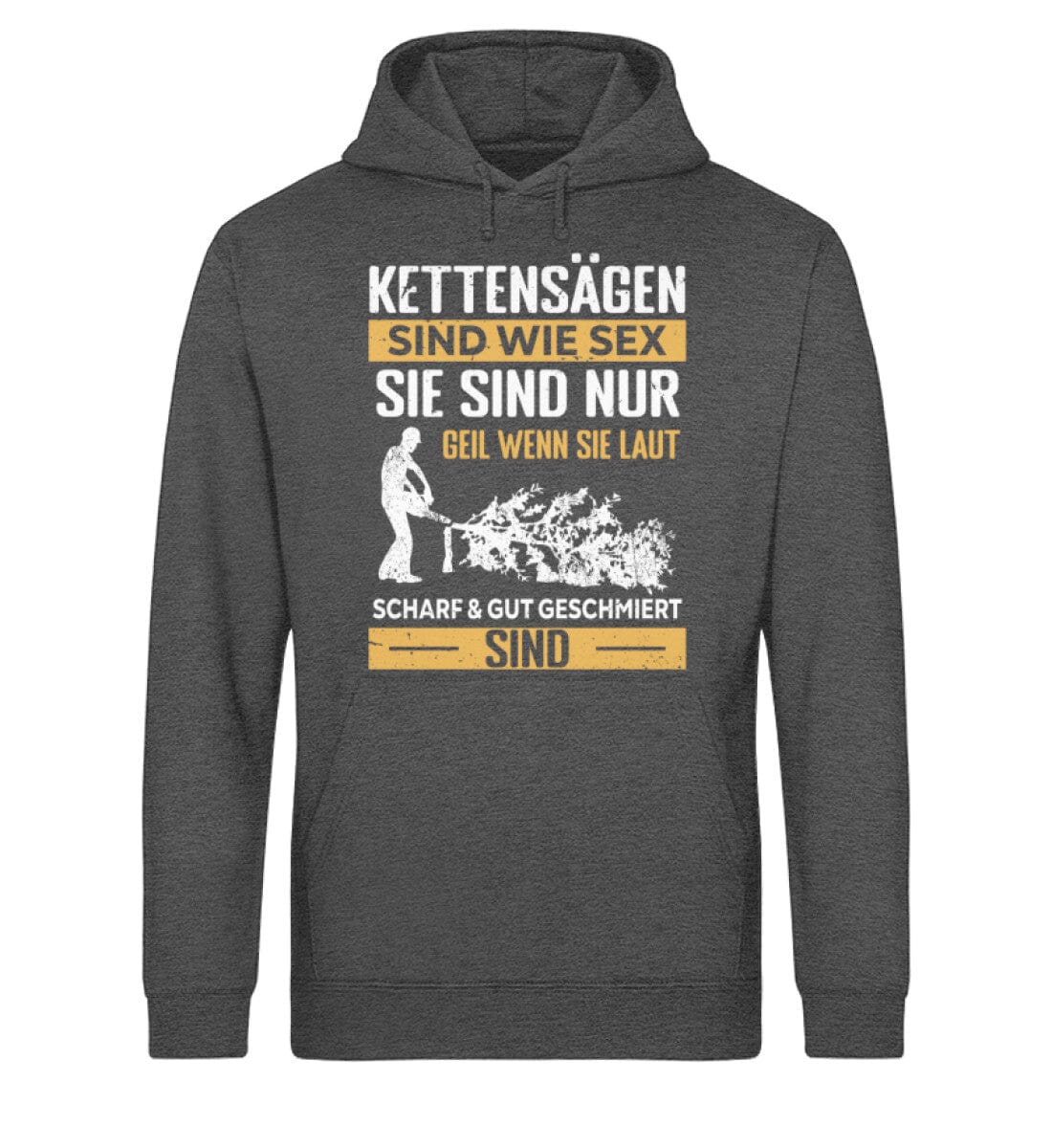 Kettensägen sind wie Sex - Unisex Bio Hoodie Dark Heather Grey XS